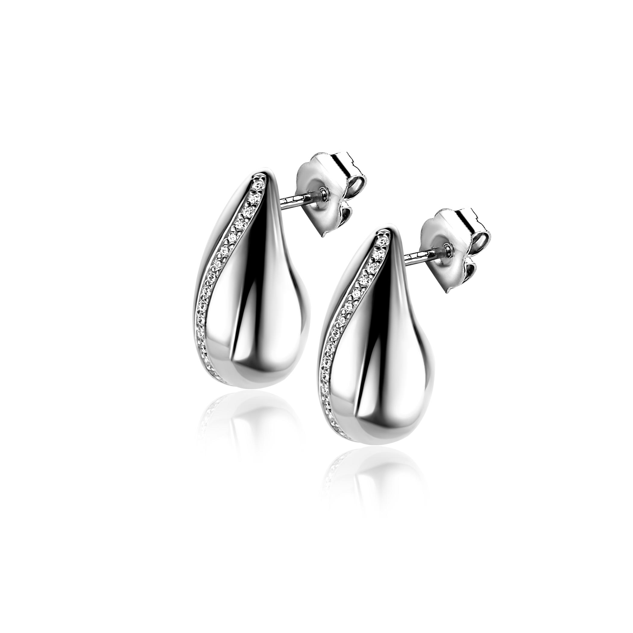 ZINZI zlv. oorstekers druppel met zirconia's