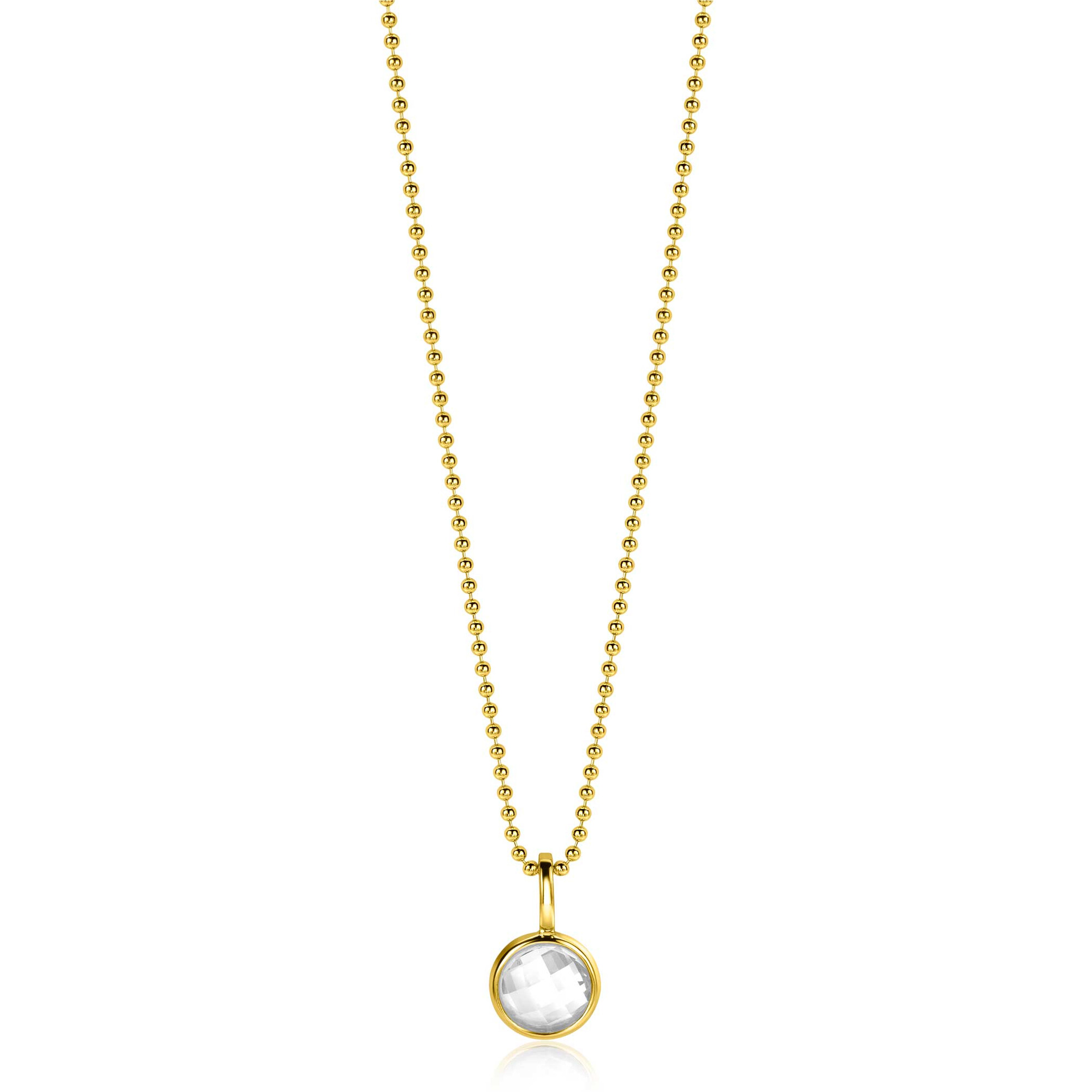 APRIL Pendant 8mm Gold Plated Birthstone Diamond White Zirconia (excl. necklace)