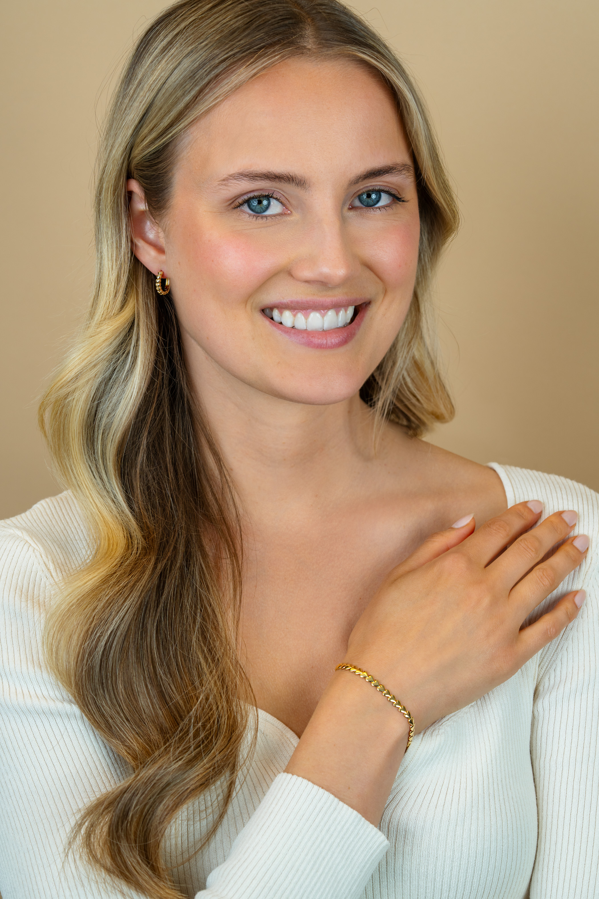 ZINZI Gold Plated Sterling Silver Bracelet Hearts width 4,5mm ZIA1798G