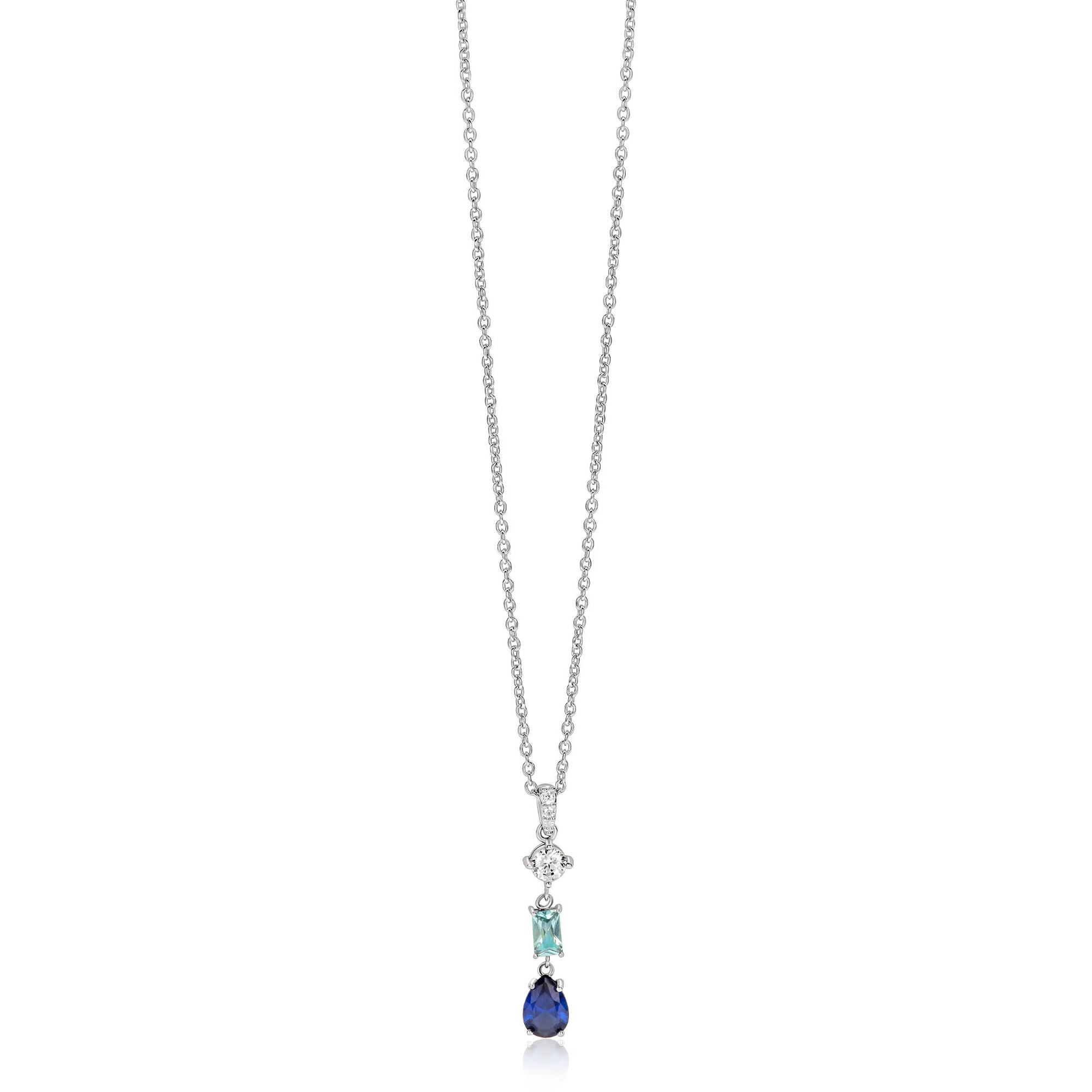 ZINZI zlv. collier hanger blauw peer/lichtbl.rechth/zc