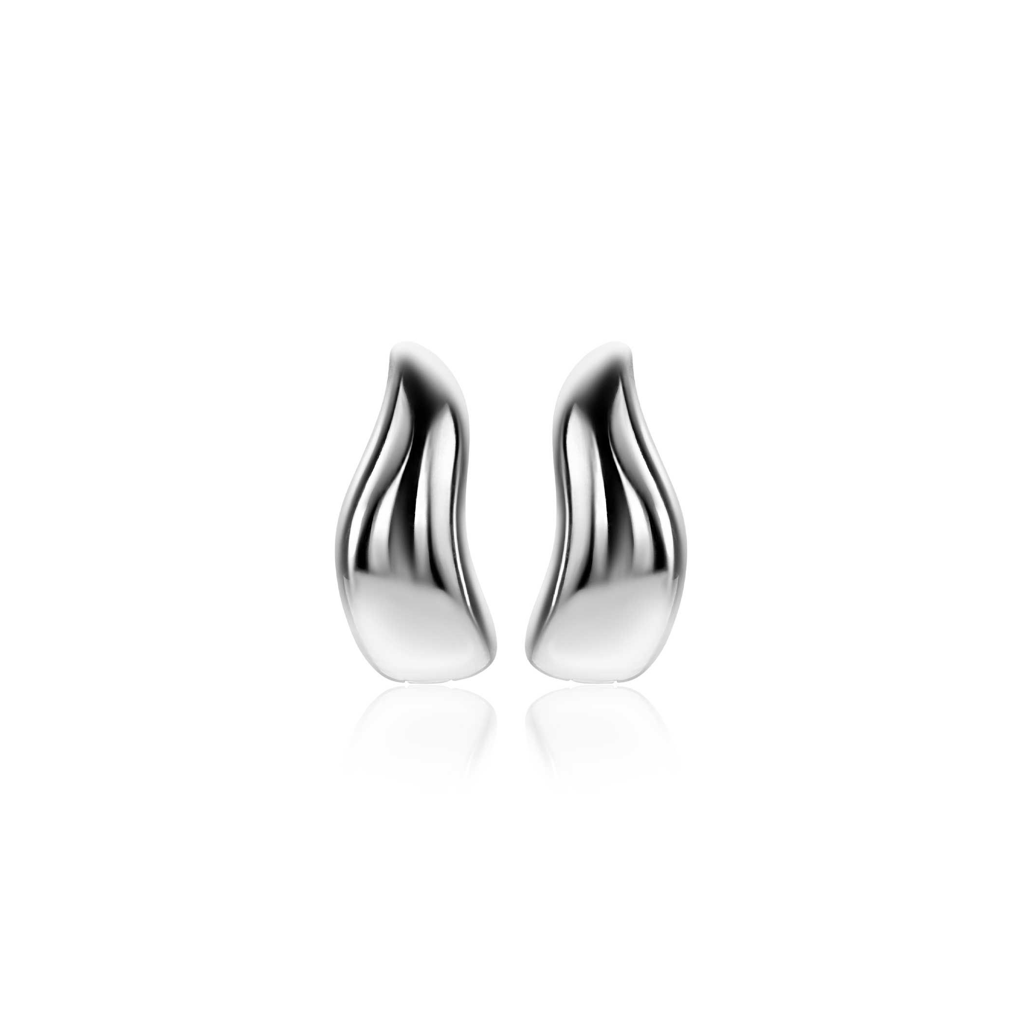 15mm ZINZI silver hoops organically shaped 6.5mm wide with luxury hinge closure ZIO2609