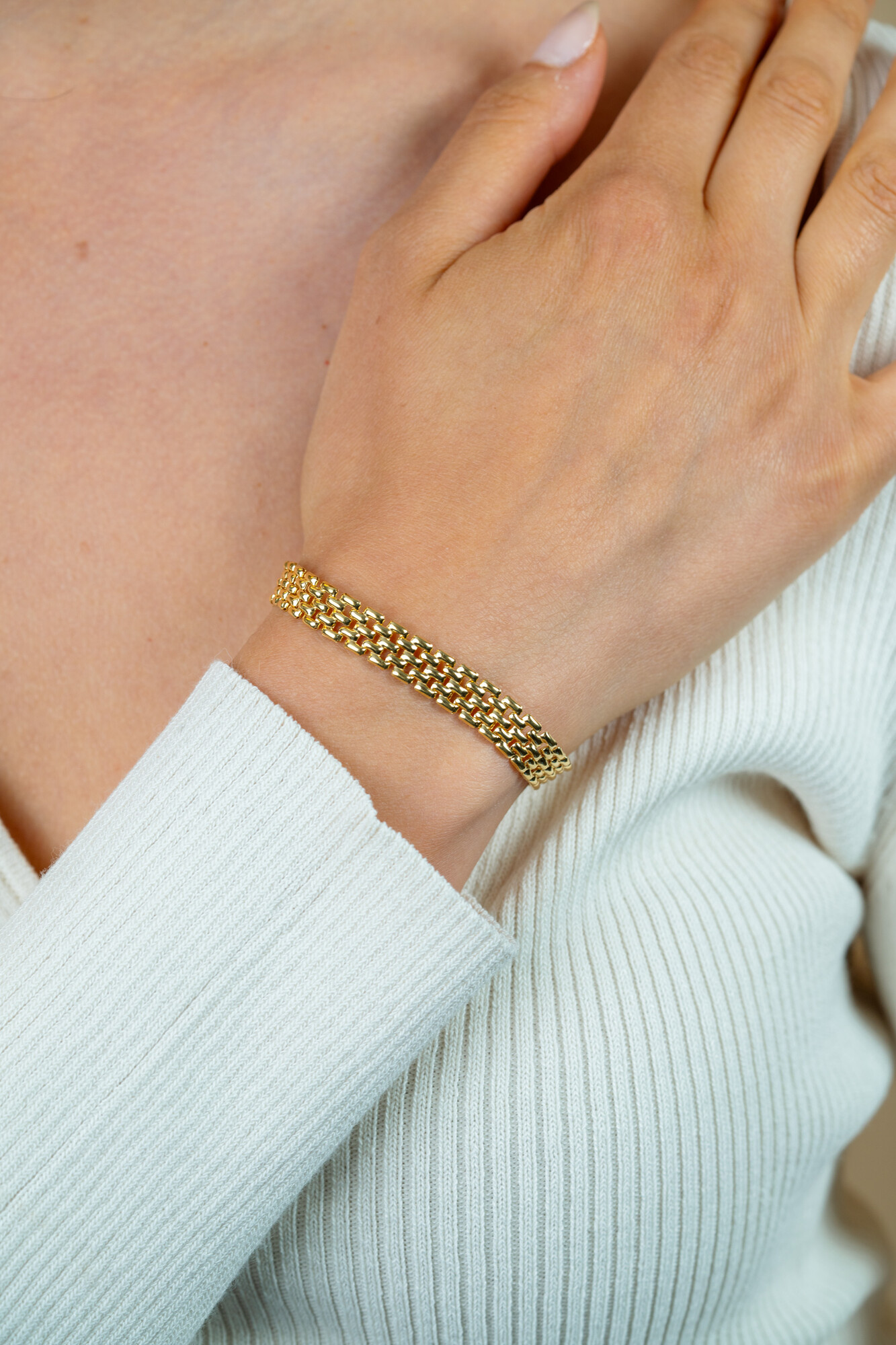 ZINZI Gold Plated Sterling Silver Bracelet Rolex-style Chain width 8mm 16,5-20cm ZIA2289G