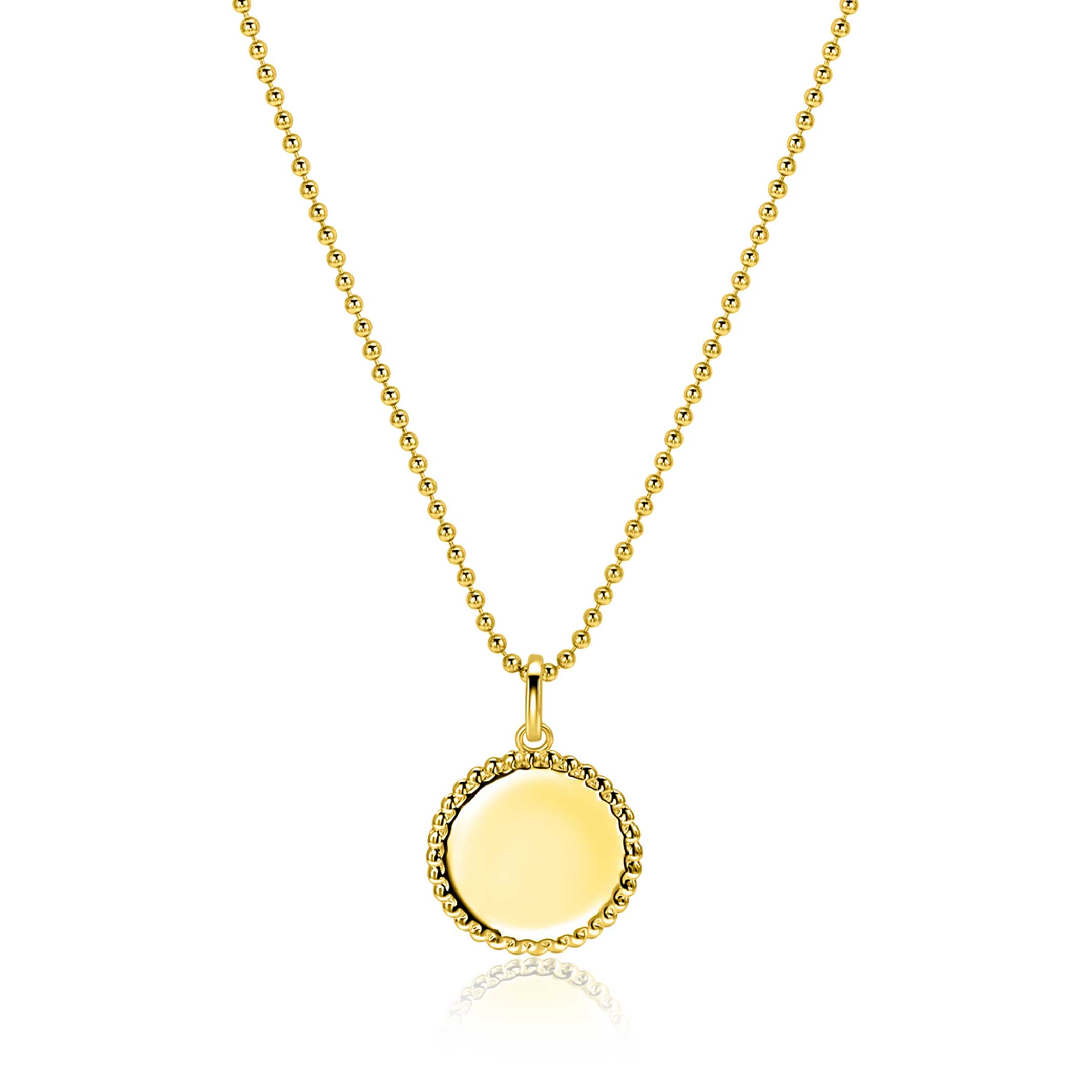 19mm ZINZI gold plated silver coin pendant with pearl rim for engraving ZIH2651G (without chain)