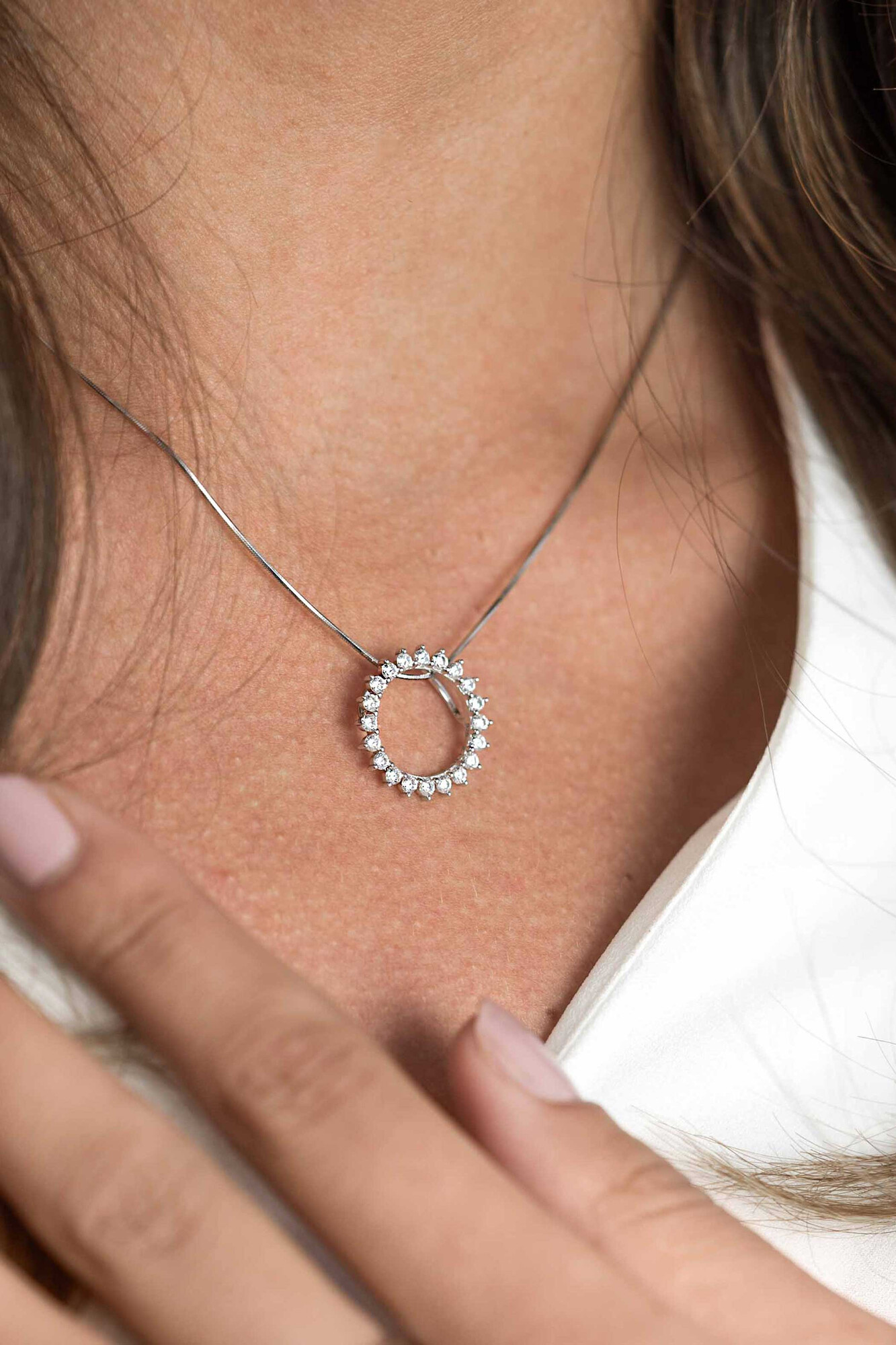 18mm ZINZI Sterling Silver Pendant Sun White ZIH1883