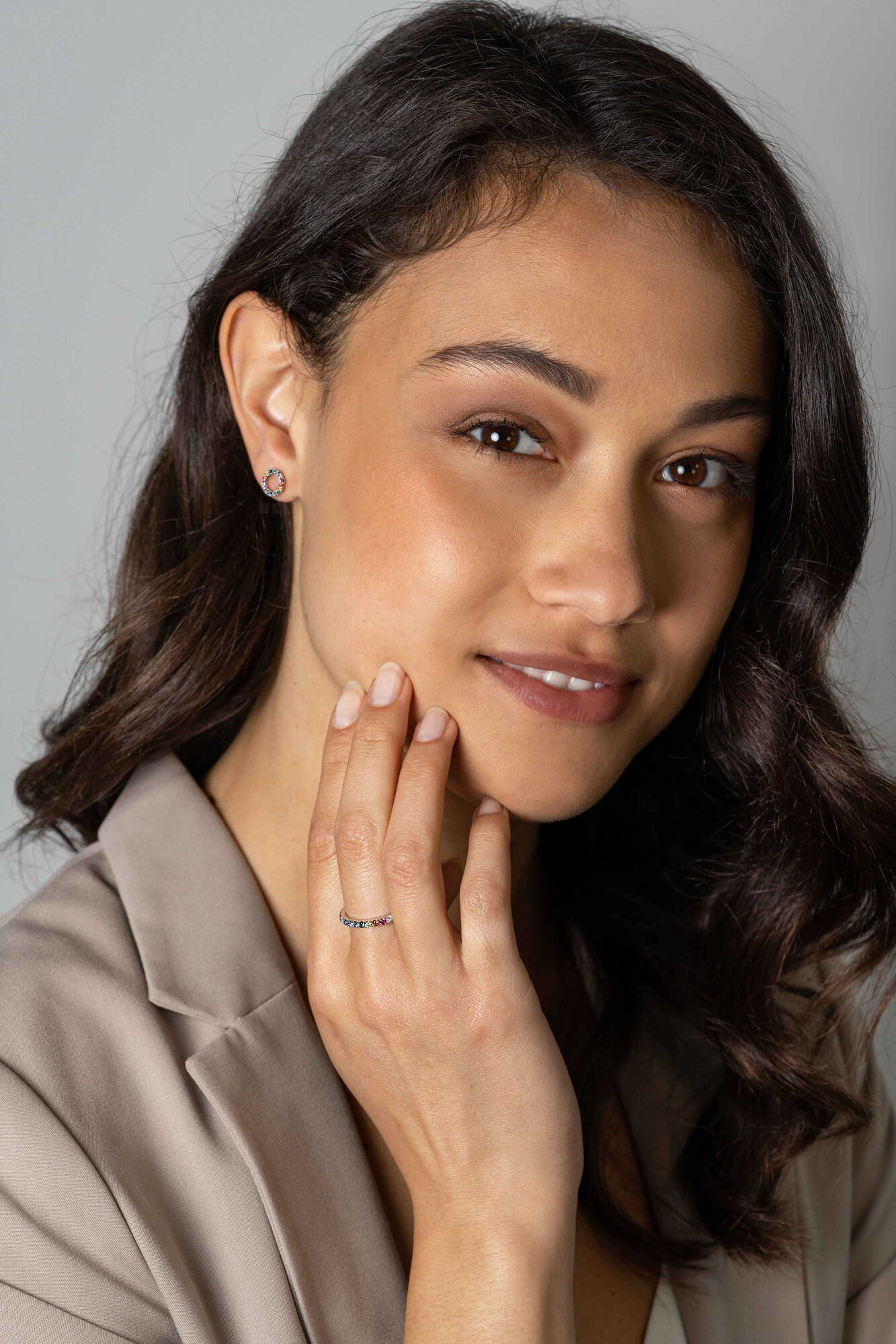 8mm ZINZI Sterling Silver Stud Earrings Rainbow ZIO2170