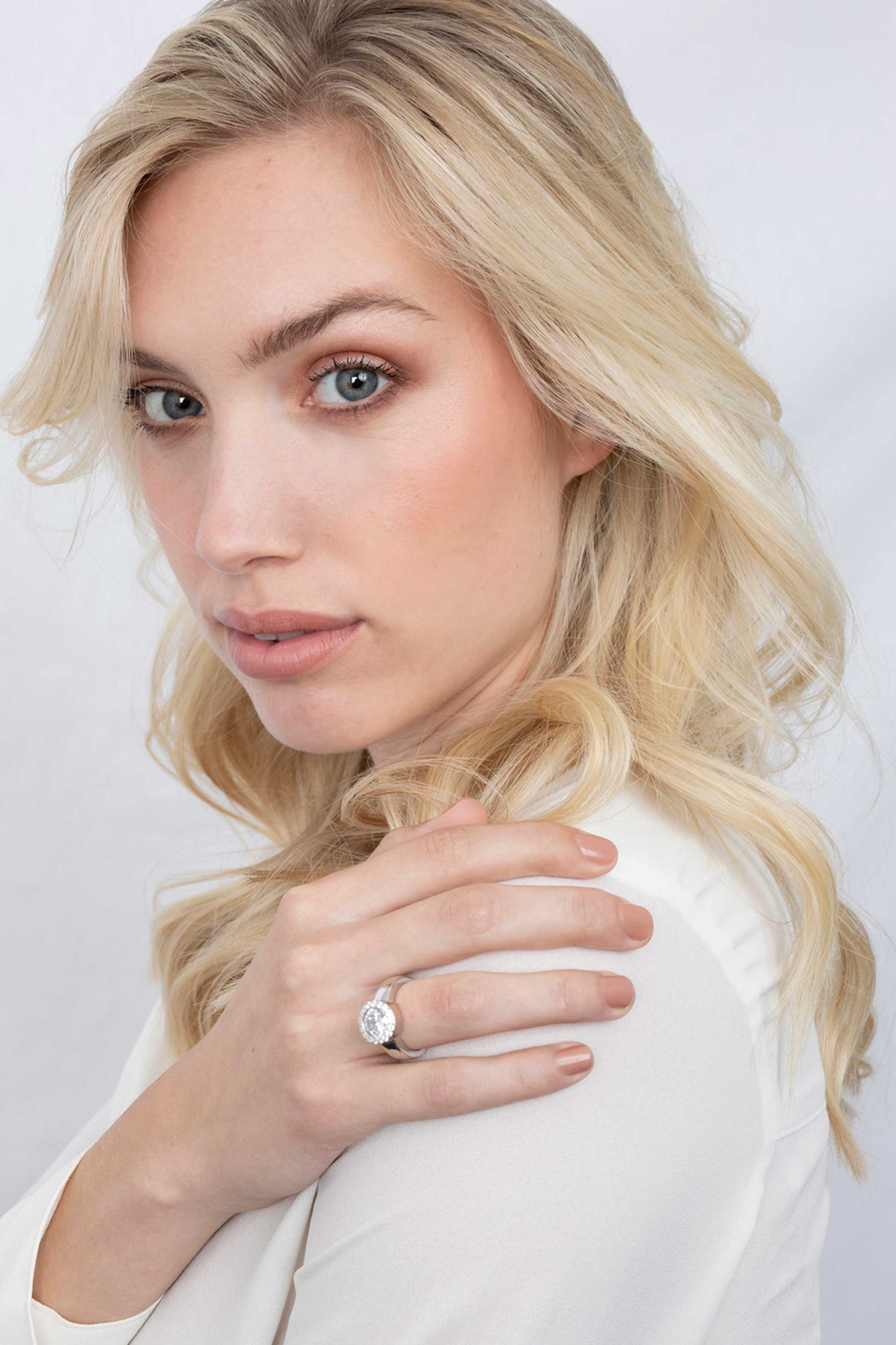 ZINZI Sterling Silver Exchangeable Ring Round White ZIR4