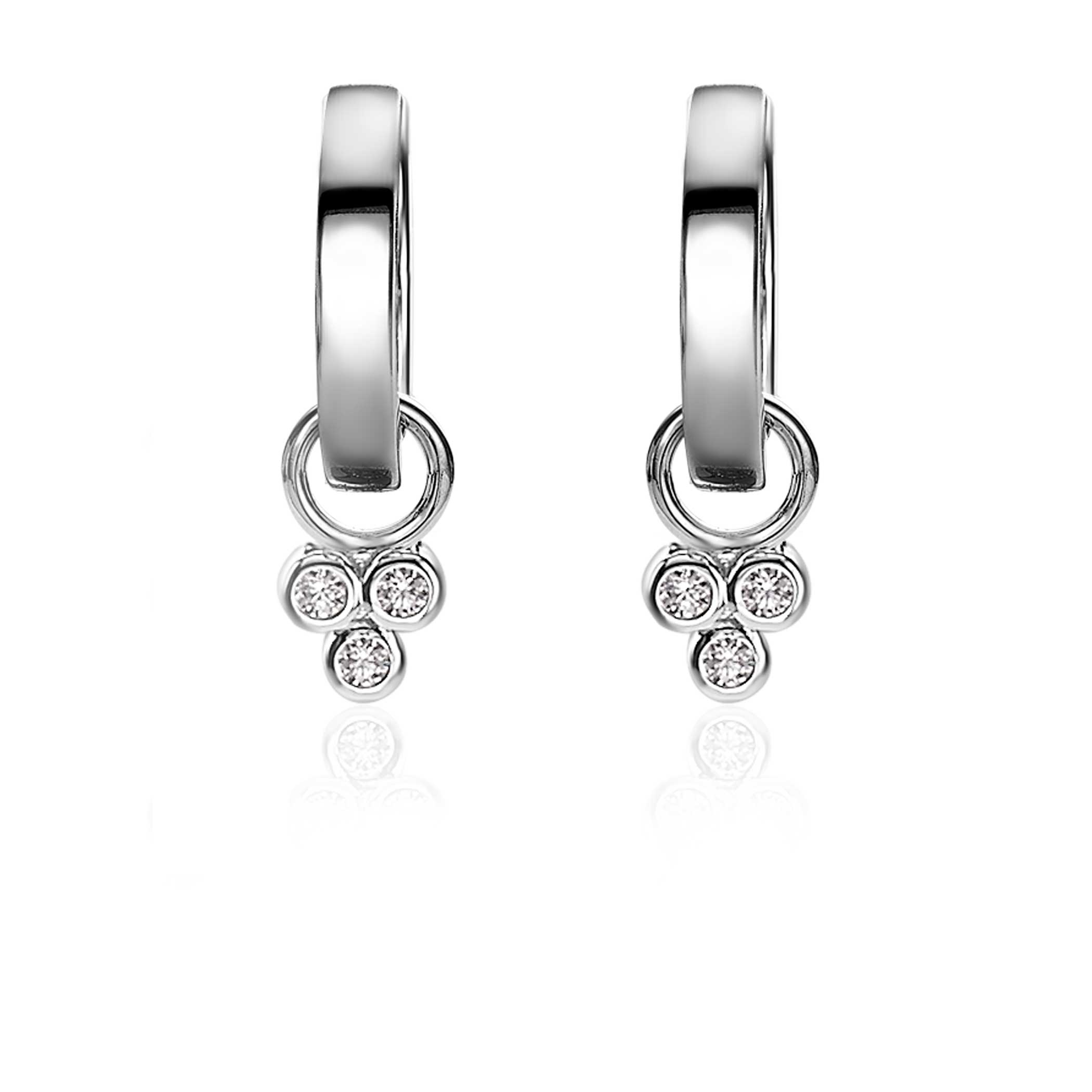 ZINZI Sterling Silver Earrings Pendants Round White ZICH1829 (excl. hoop earrings)