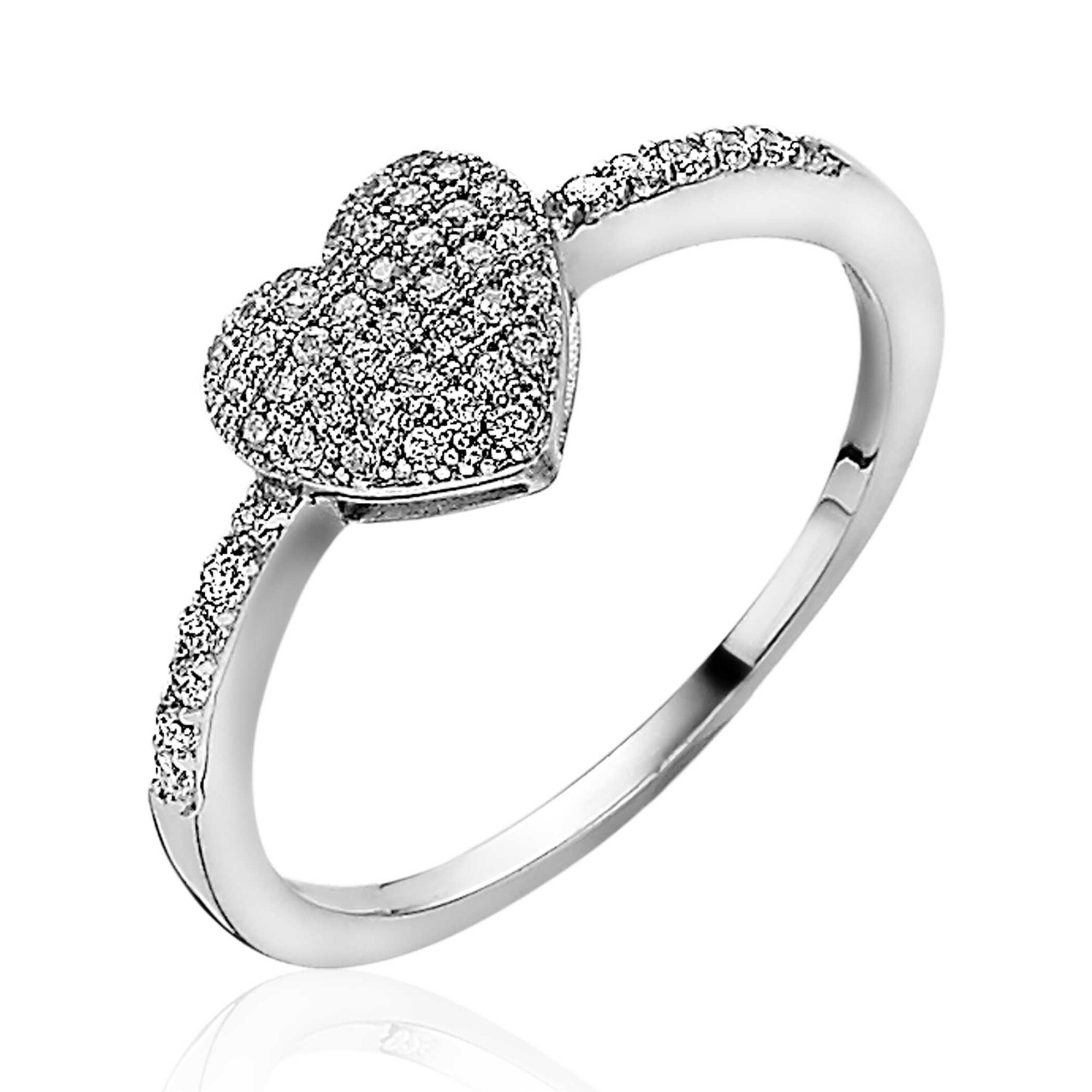 ZINZI Sterling Silver Ring Heart 9mm White Zirconias ZIR1114