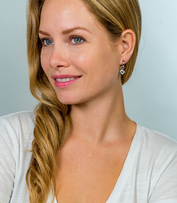 ZINZI Sterling Silver Earrings Pendants Double Heart ZICH1767 (excl. hoop earrings)