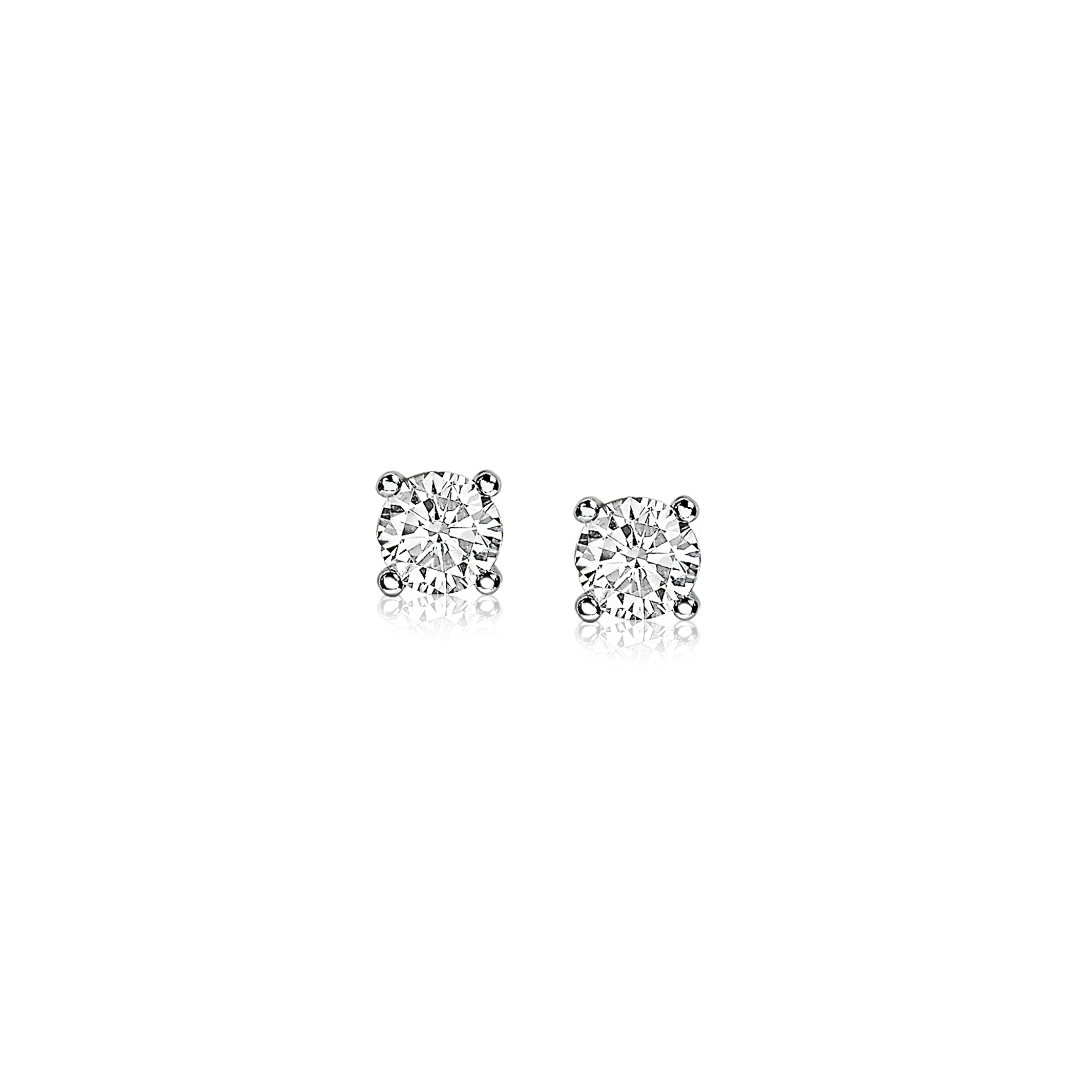 6mm ZINZI Sterling Silver Stud Earrings Prong Setting White Zirconia ZIO1383