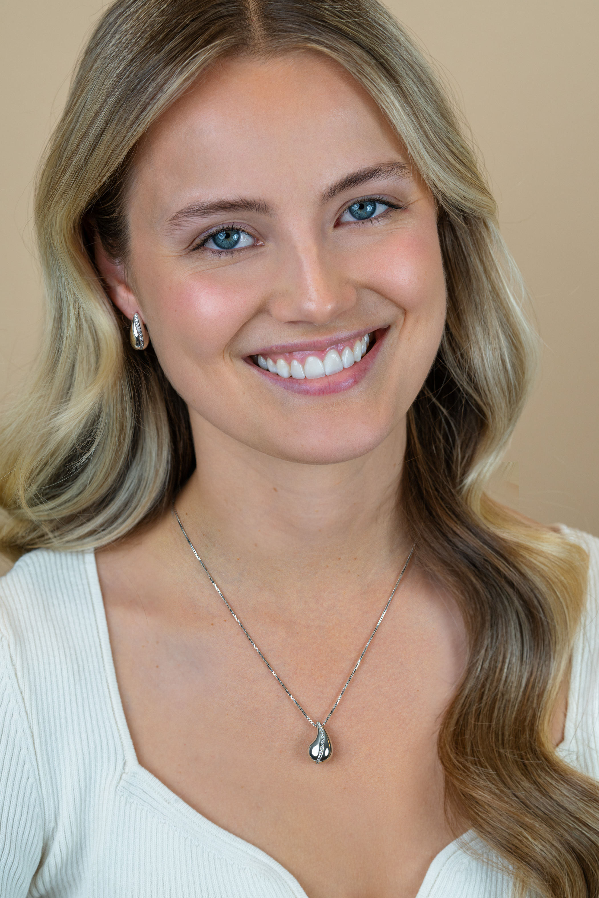 ZINZI zlv. collier met druppel hanger met zirconia's