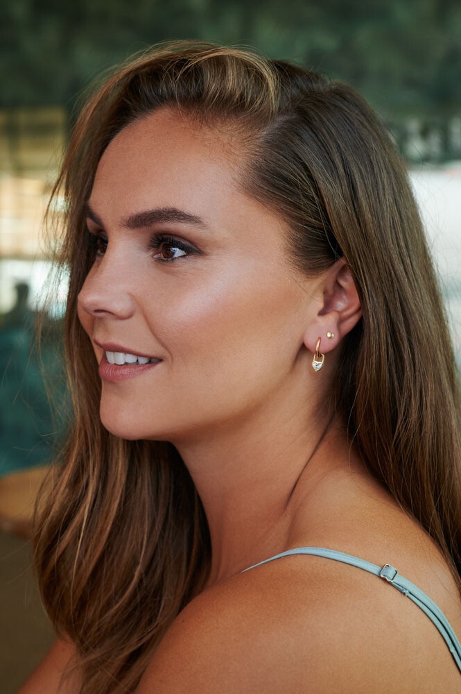 12mm ZINZI Gold Plated Sterling Silver Earrings Pendants Heart with White Zirconia ZICH2306 (excl. hoop earrings)