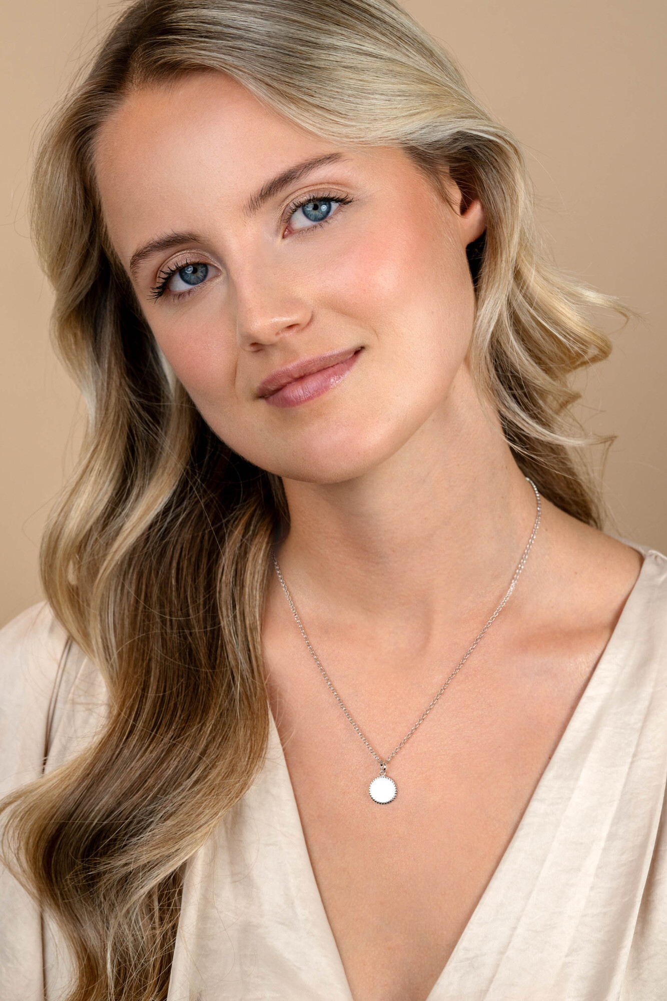 12mm ZINZI silver coin pendant with pearl rim for engraving ZIH2650 (without chain)