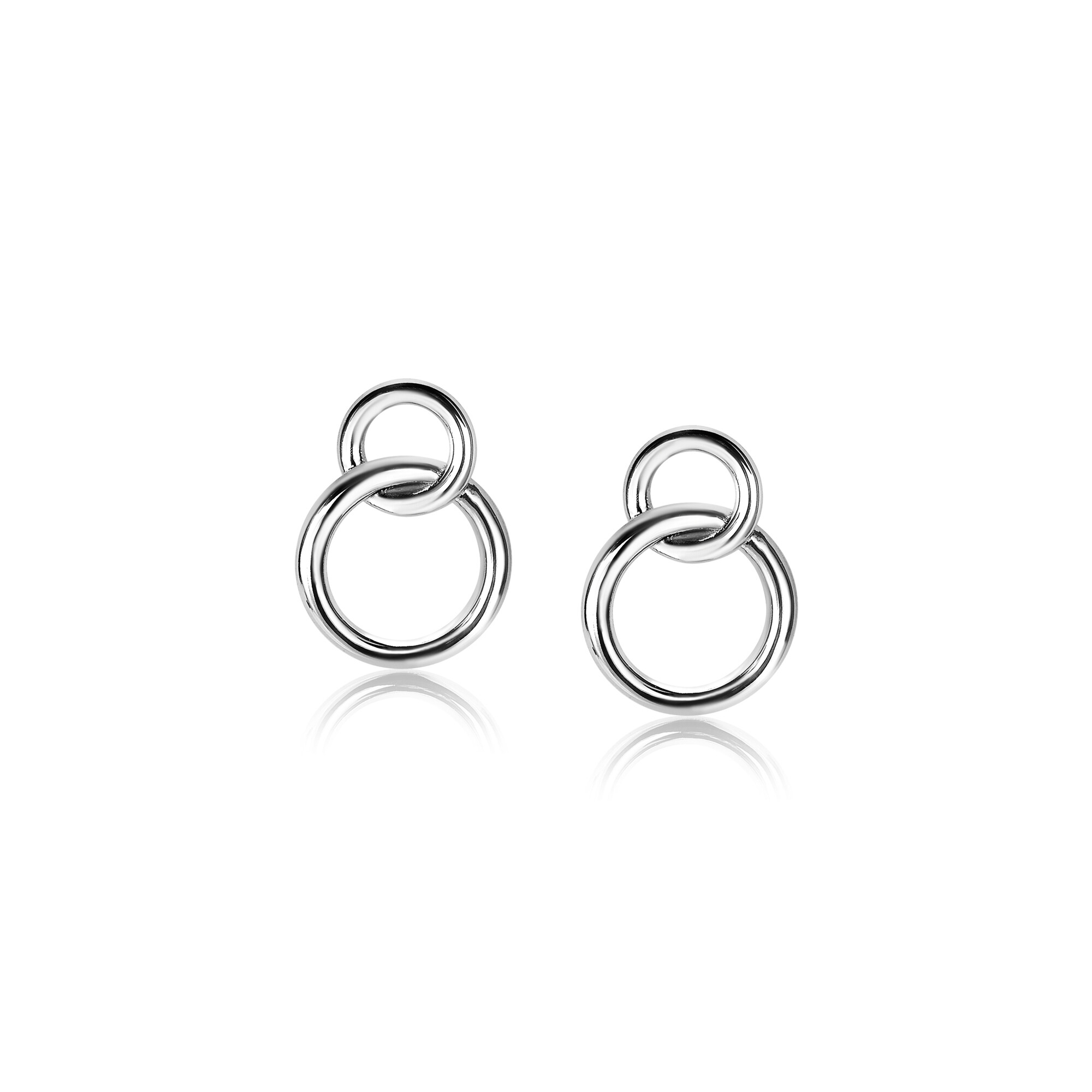 ZINZI Sterling Silver Stud Earrings with 2 Connected Open Circles ZIO1278