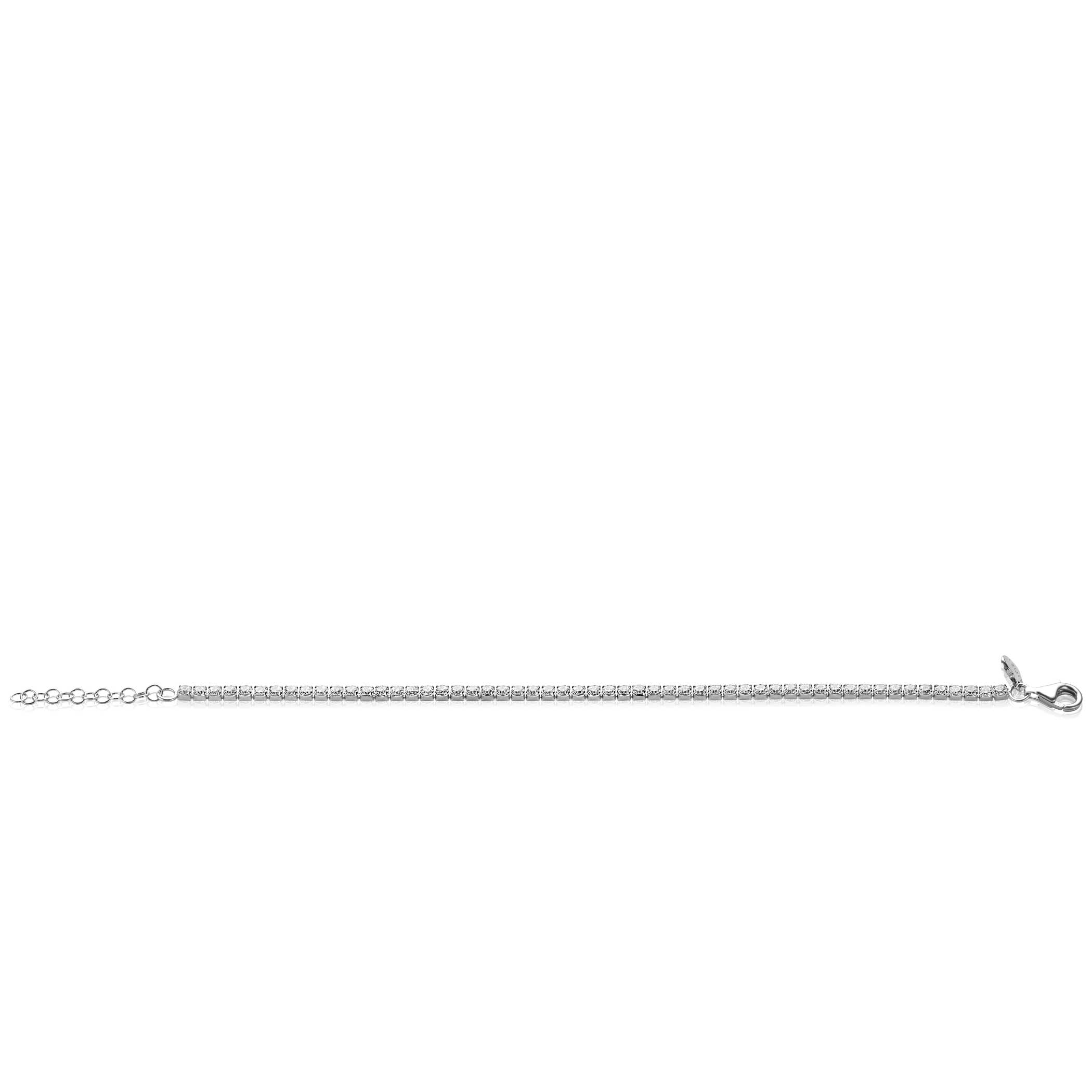 ZINZI silver tennis bracelet 3mm wide, set with white cubic zirconias in square settings 17-20cm ZIA2665
