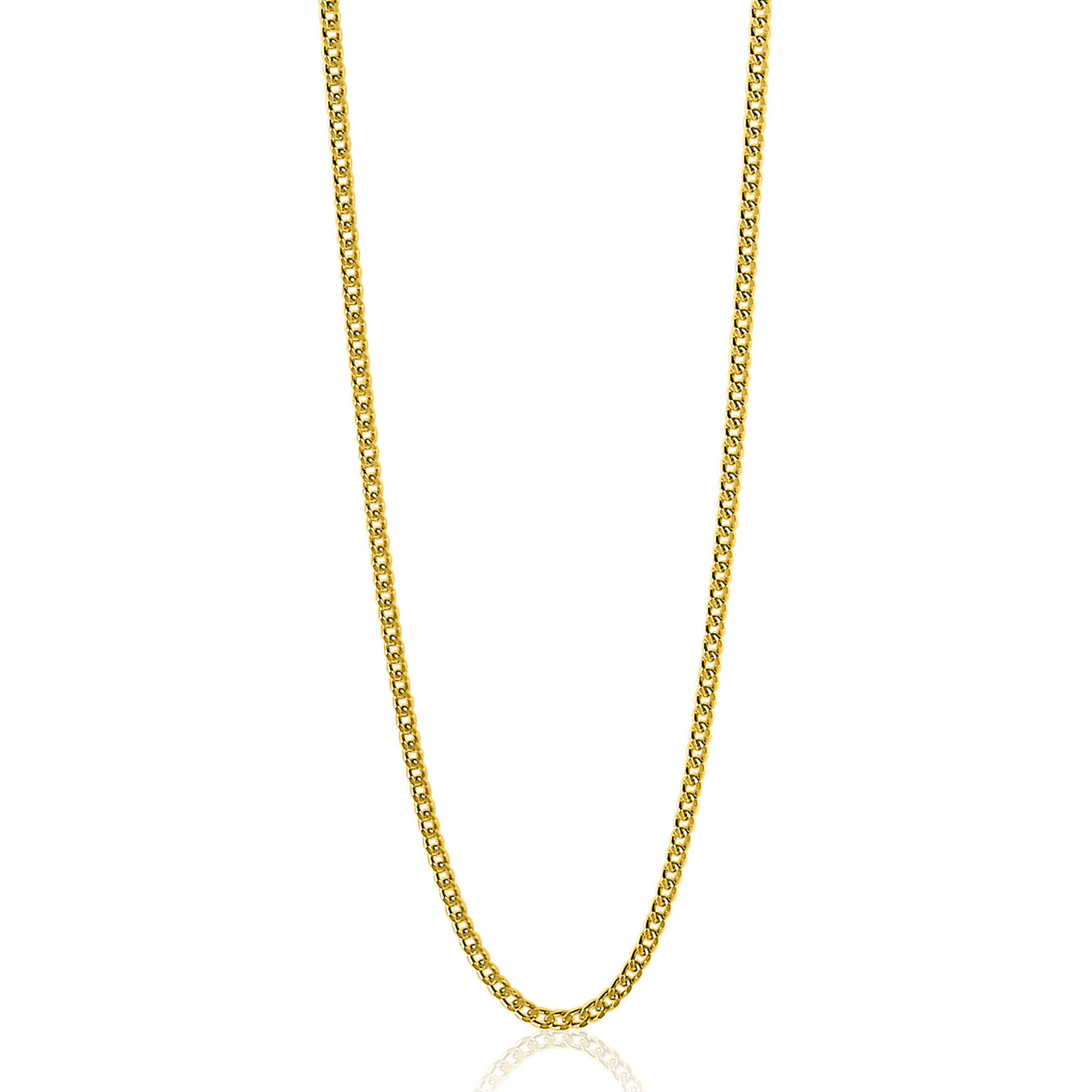 80cm ZINZI Gold Plated Sterling Silver Curb Chain Necklace ZILC-G80G