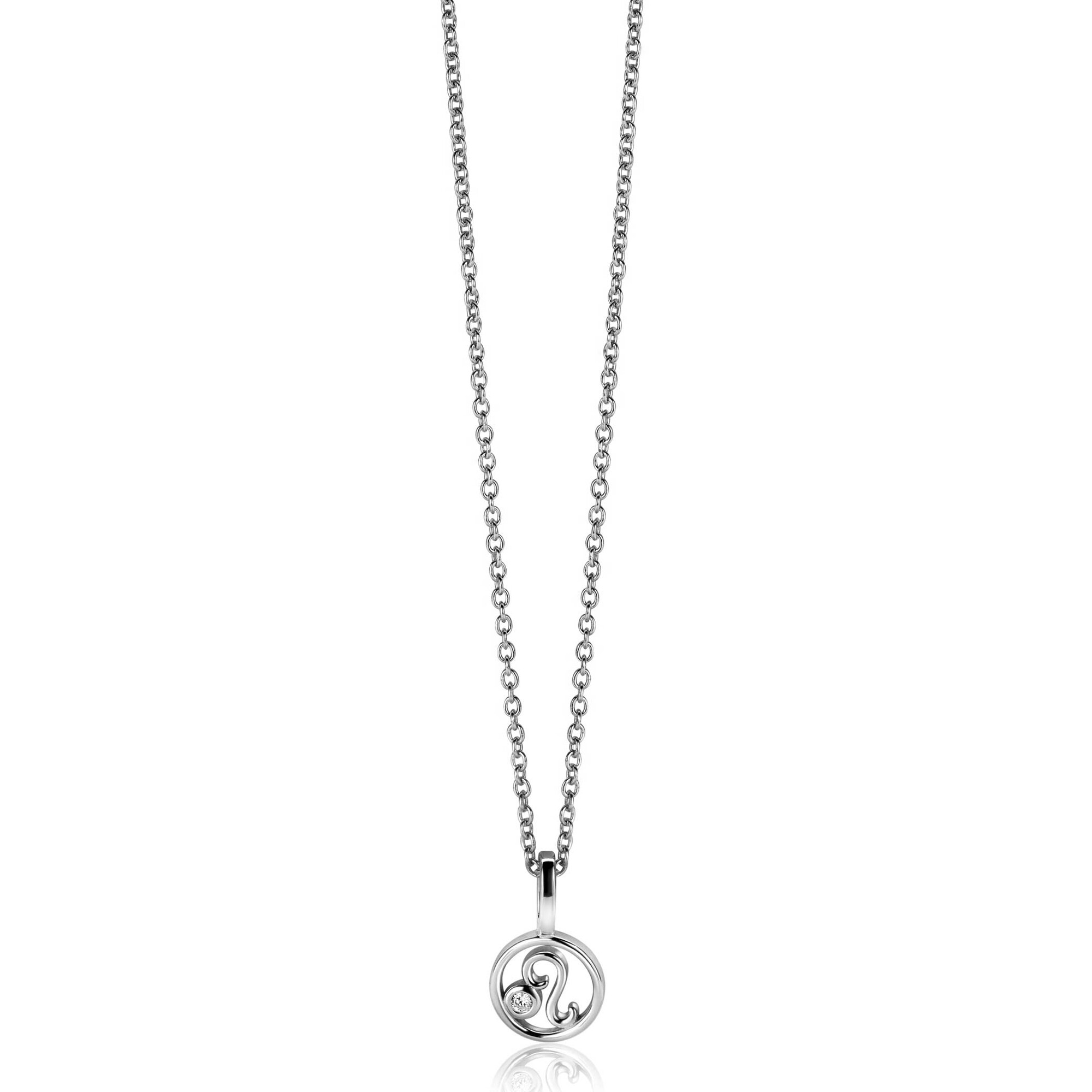 9mm ZINZI silver Leo zodiac sign pendant set with white zirconias ZIH-LEE (without necklace)
