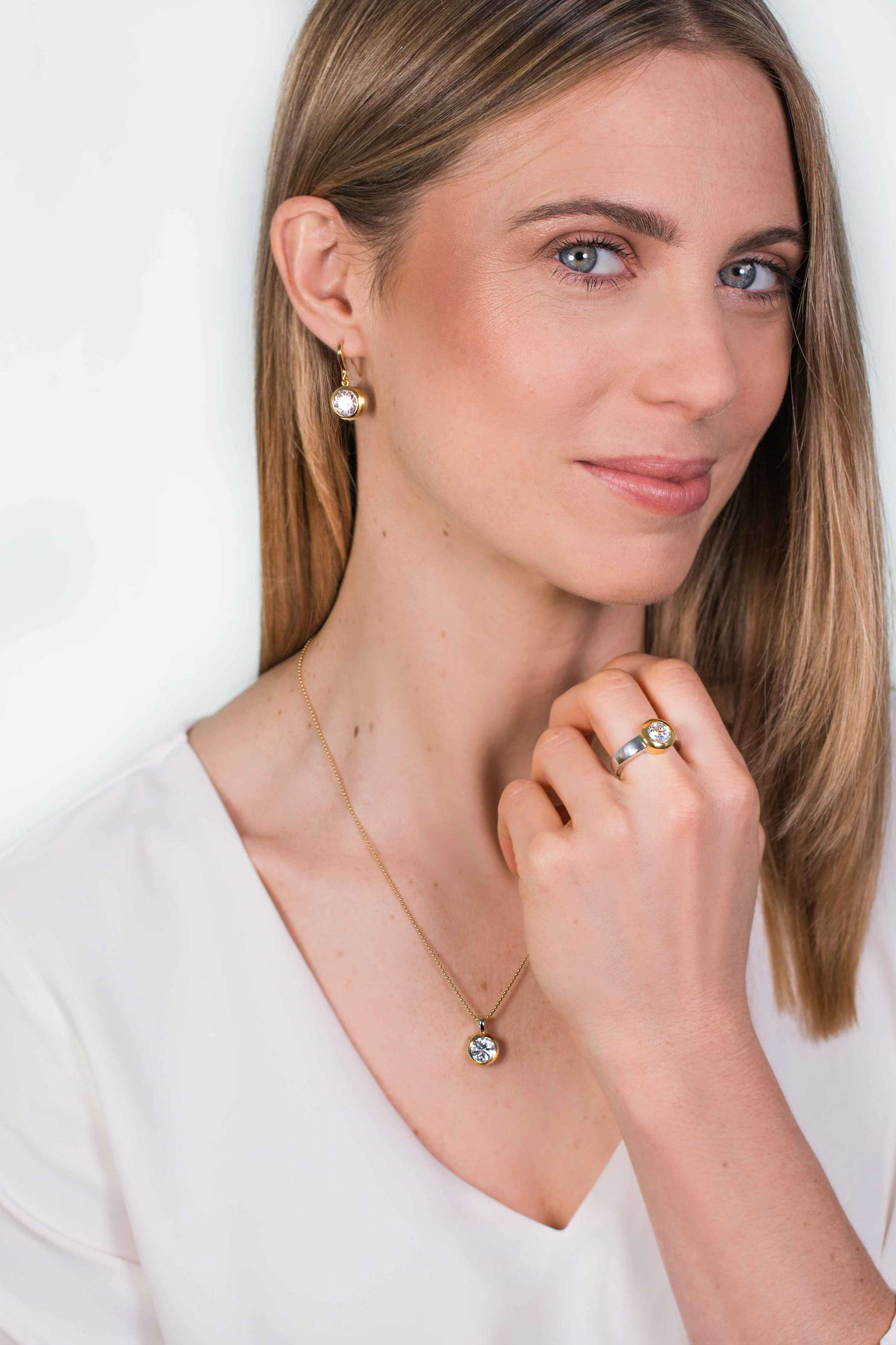 ZINZI Gold Plated Sterling Silver Exchangeable Ring Round ZIR2