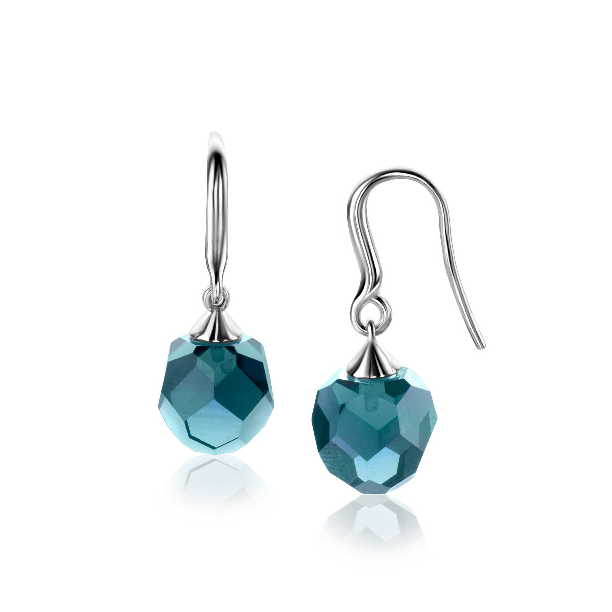27mm ZINZI silver earrings with blue bead 10mm ZIO266B