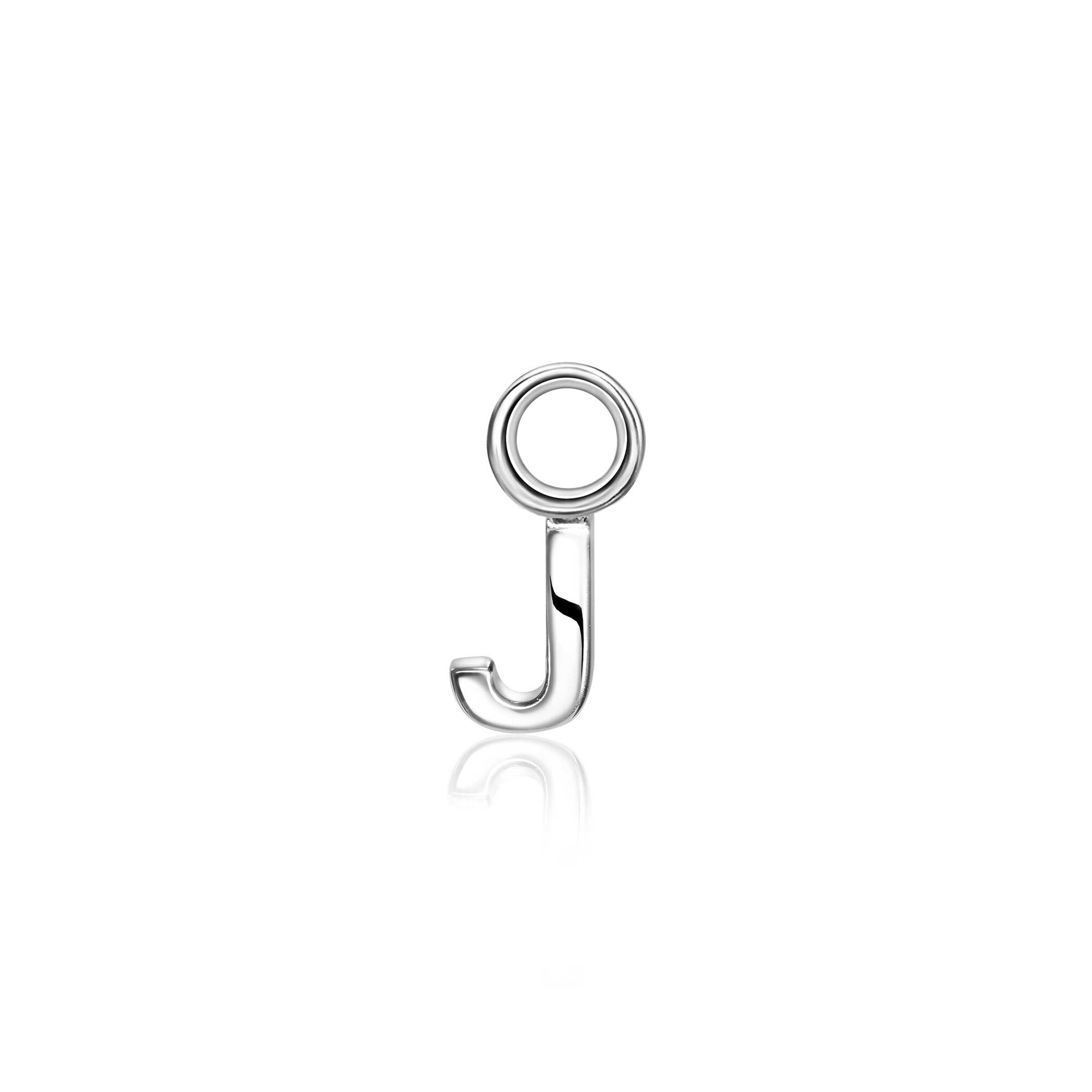 ZINZI Sterling Silver Letter Earrings Pendant J price per piece ZICH2144J (excl. hoop earrings)