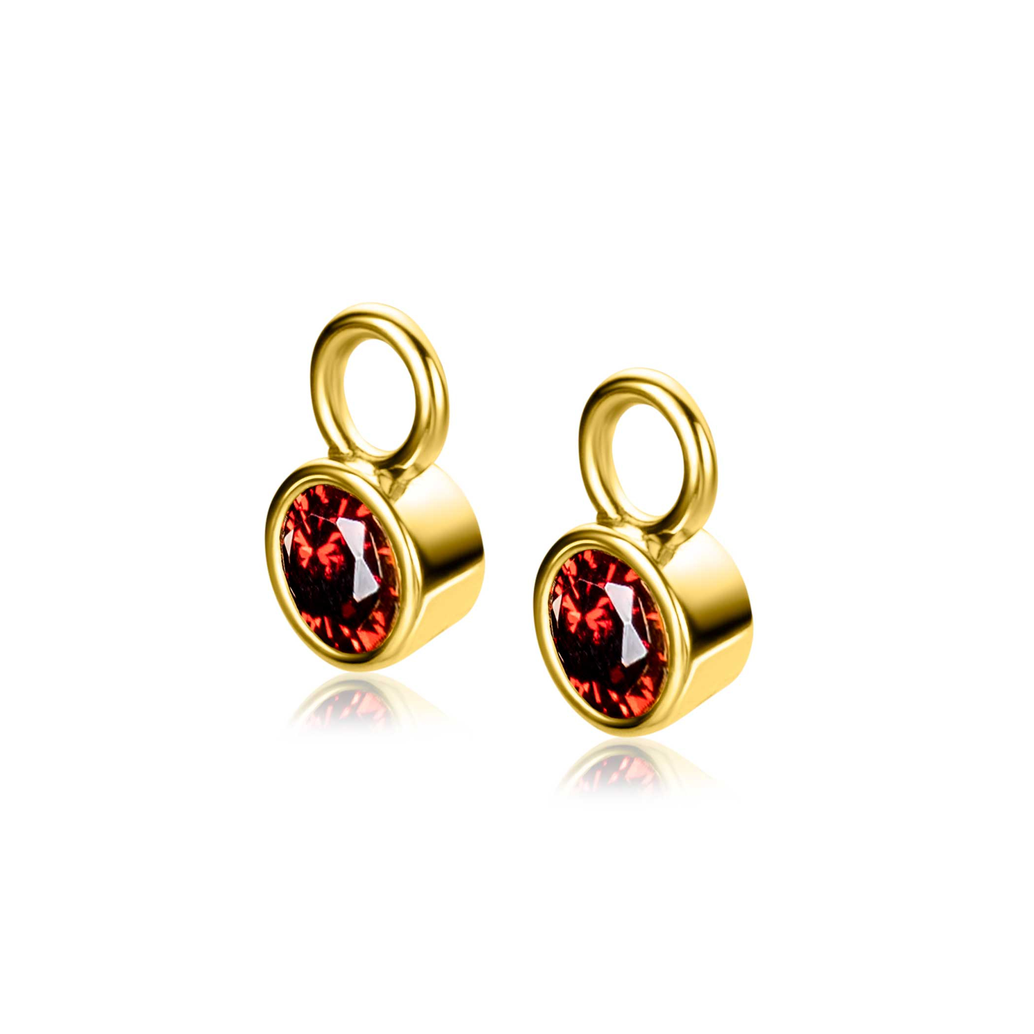 JANUARY Earrings Pendants Gold Plated with Birthstone Red Garnet Zirconia (excl. hoop earrings)