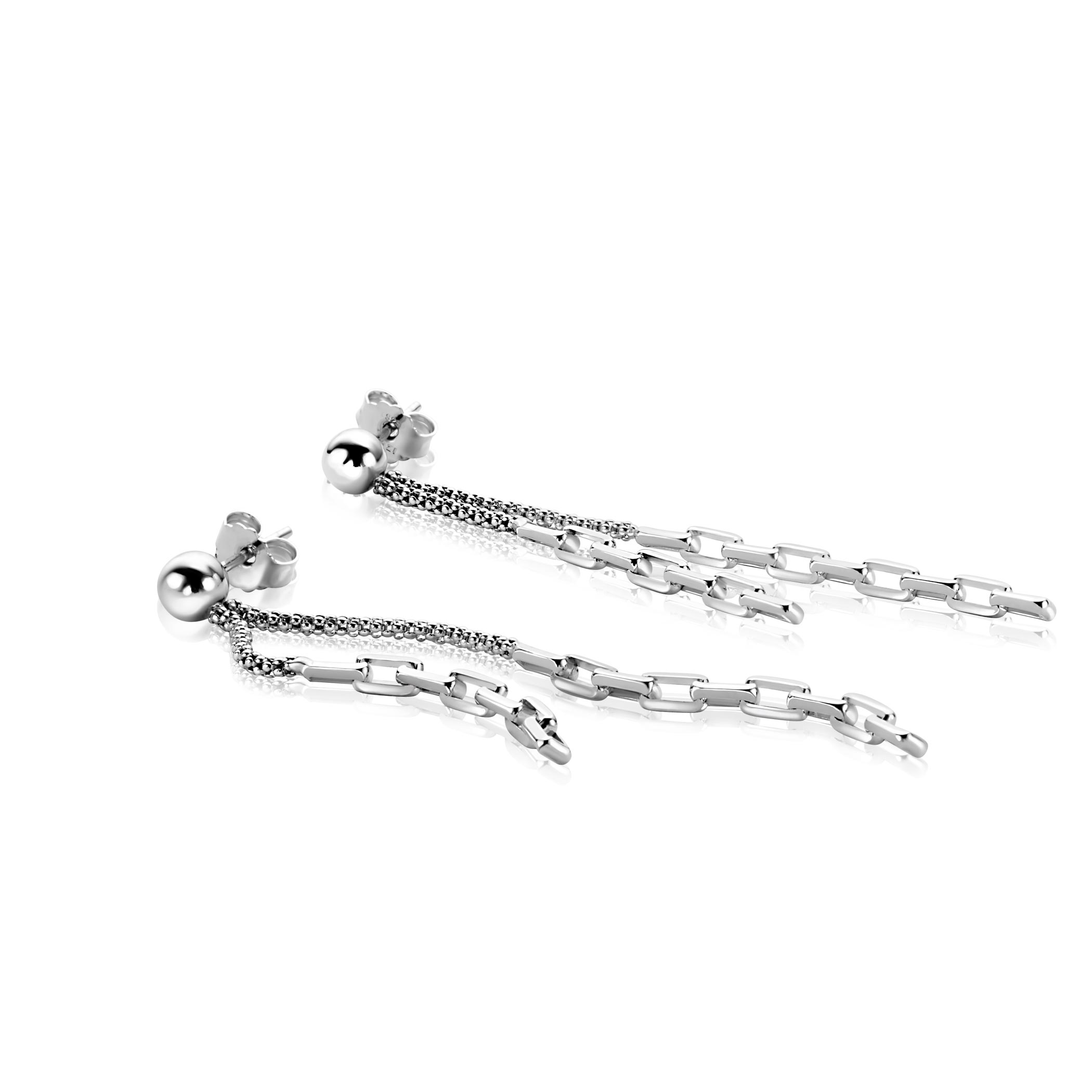 ZINZI zlv. oorstekers lang popcorn en schakels 65mm