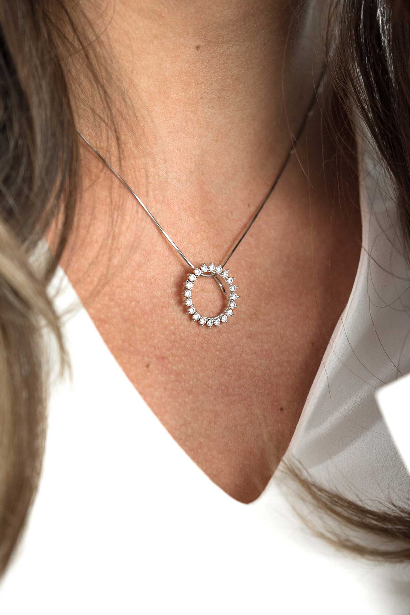 18mm ZINZI Sterling Silver Pendant Sun White ZIH1883