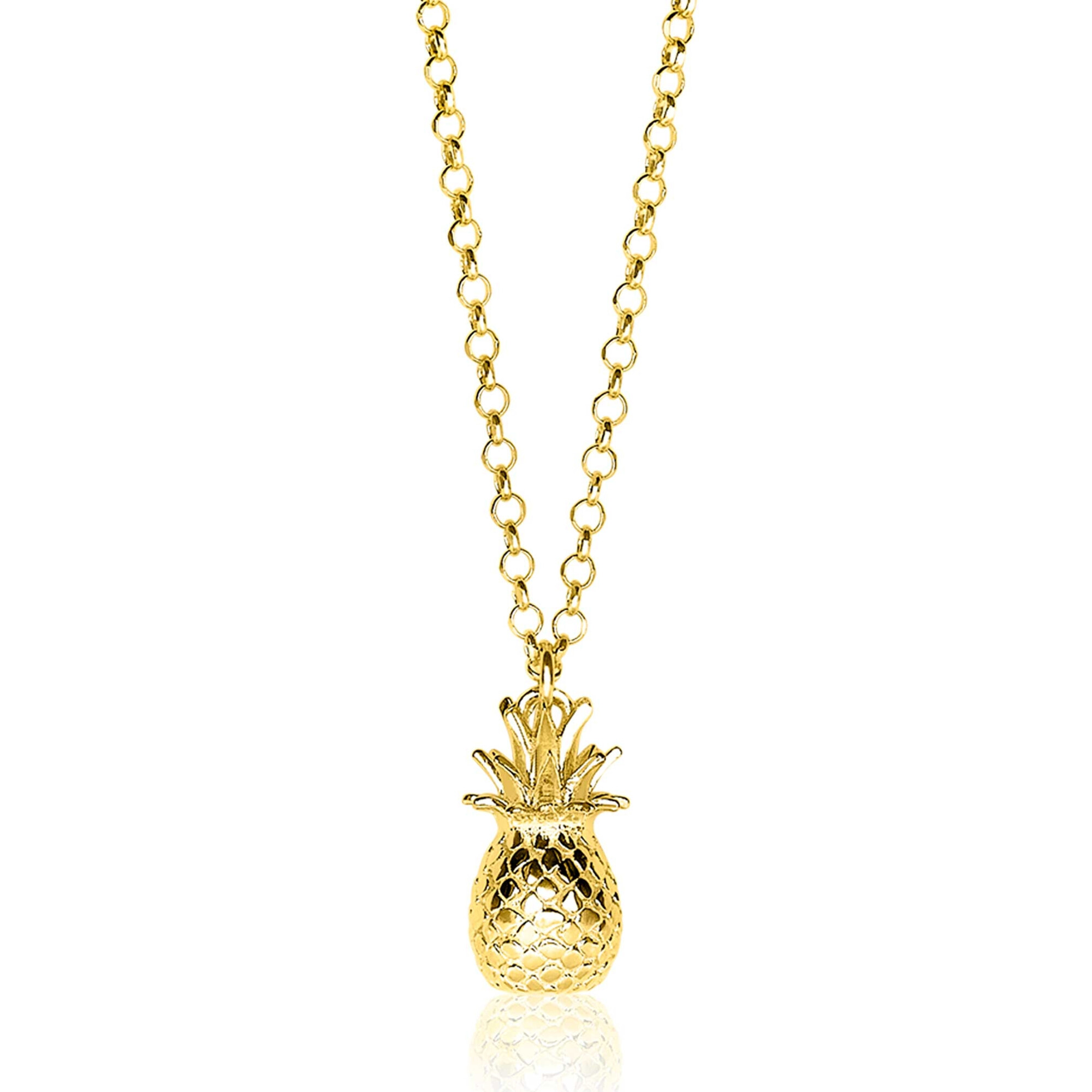 ZINZI Sterling Silver Necklace Yellow Gold Plated Pineapple ZIC1699G