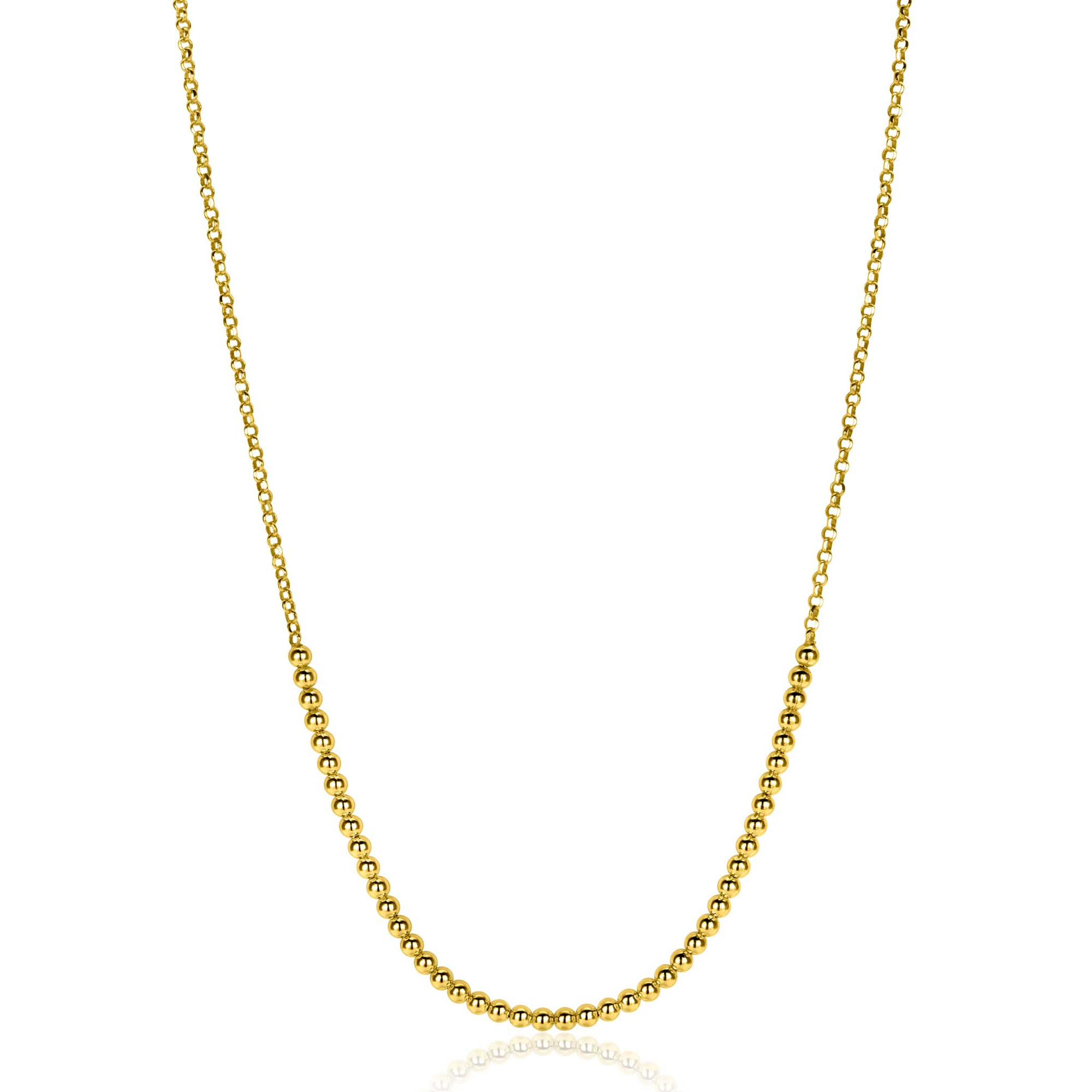 ZINZI gold plated silver jasseron necklace with bead links (2.5mm wide) in the middle 40-45cm ZIC2640G