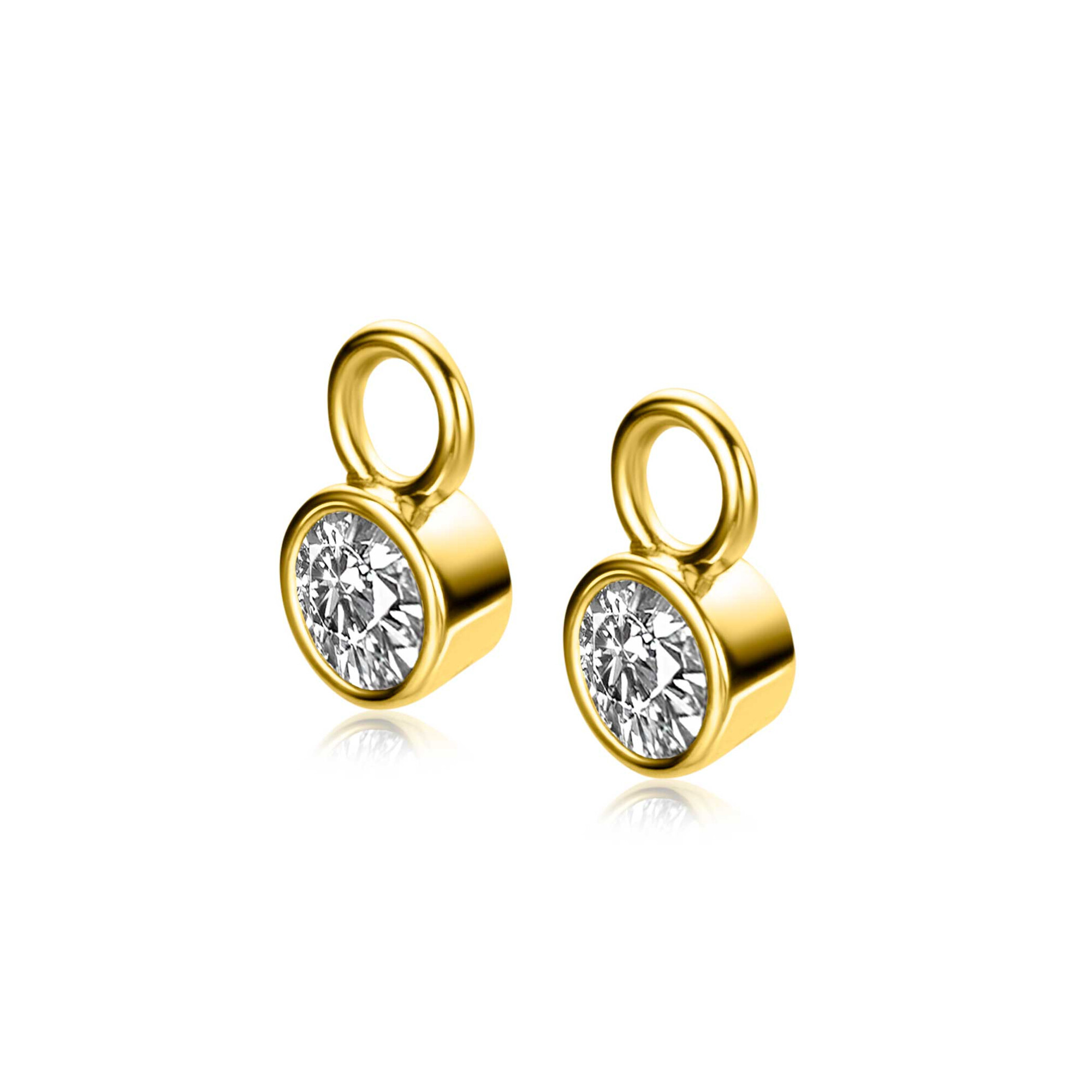 APRIL Earrings Pendants Gold Plated with Birthstone Diamond White Zirconia (excl. hoop earrings)