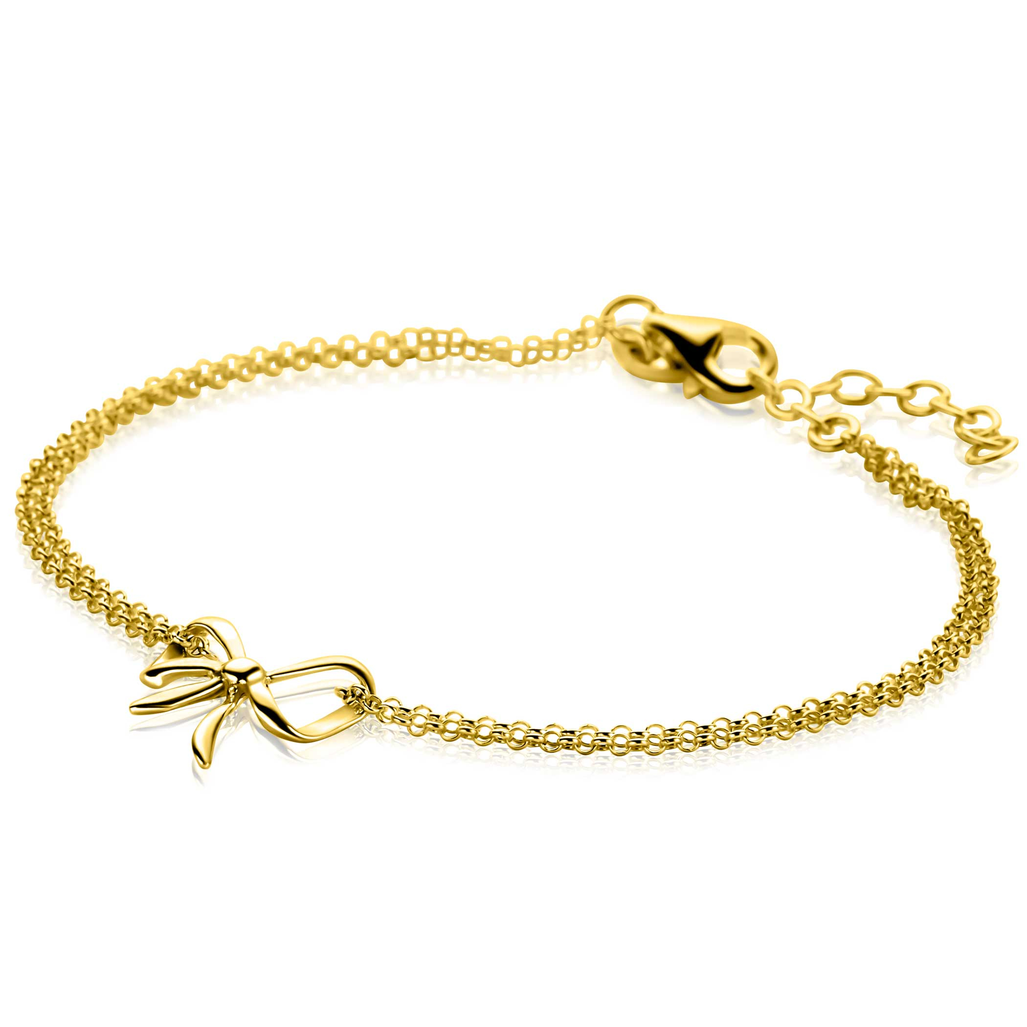 ZINZI gold plated silver multi-look bracelet with an elegant bow 17-20cm ZIA2677