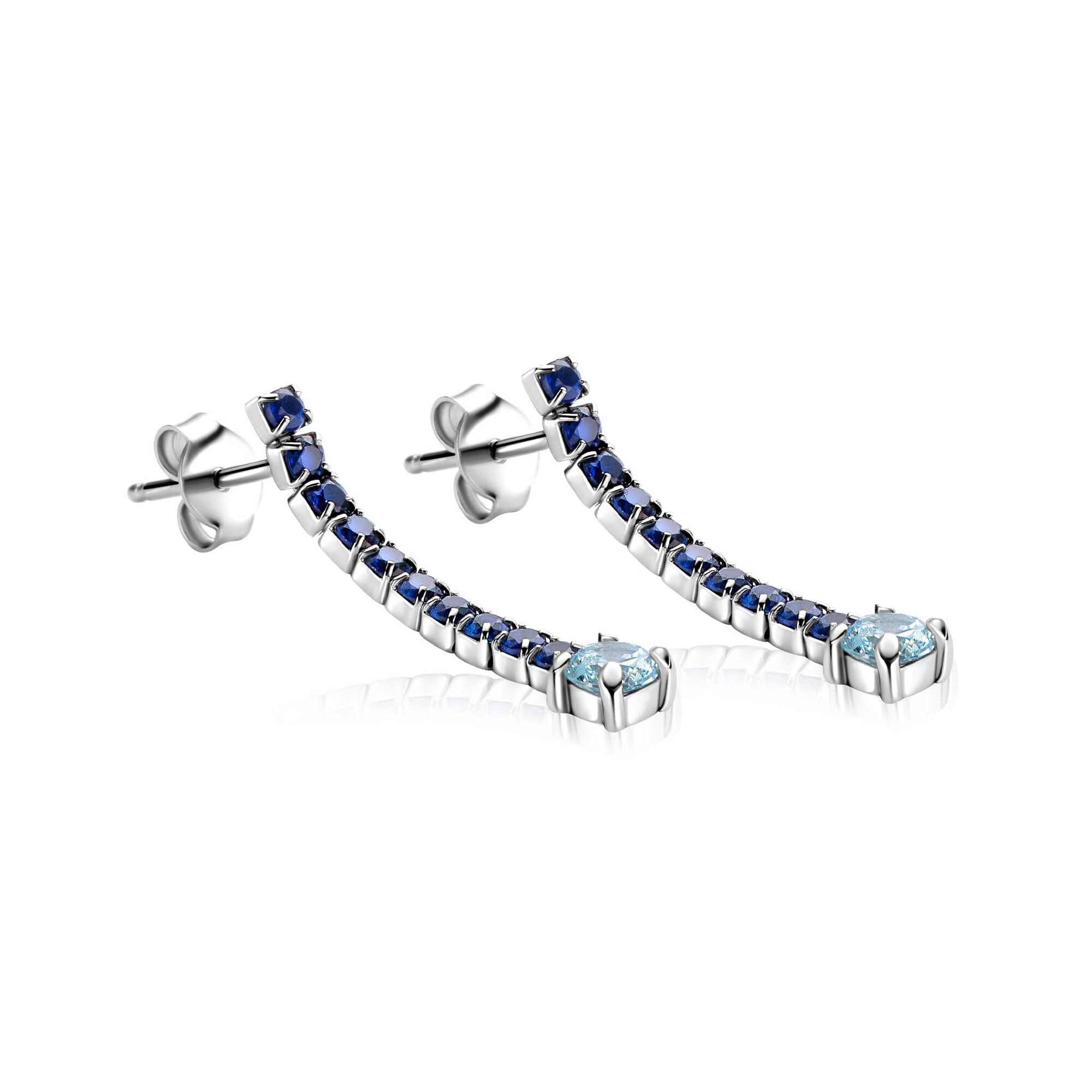 ZINZI zlv. oorstekers rijzetting blauw/lichtbl. 26.5mm