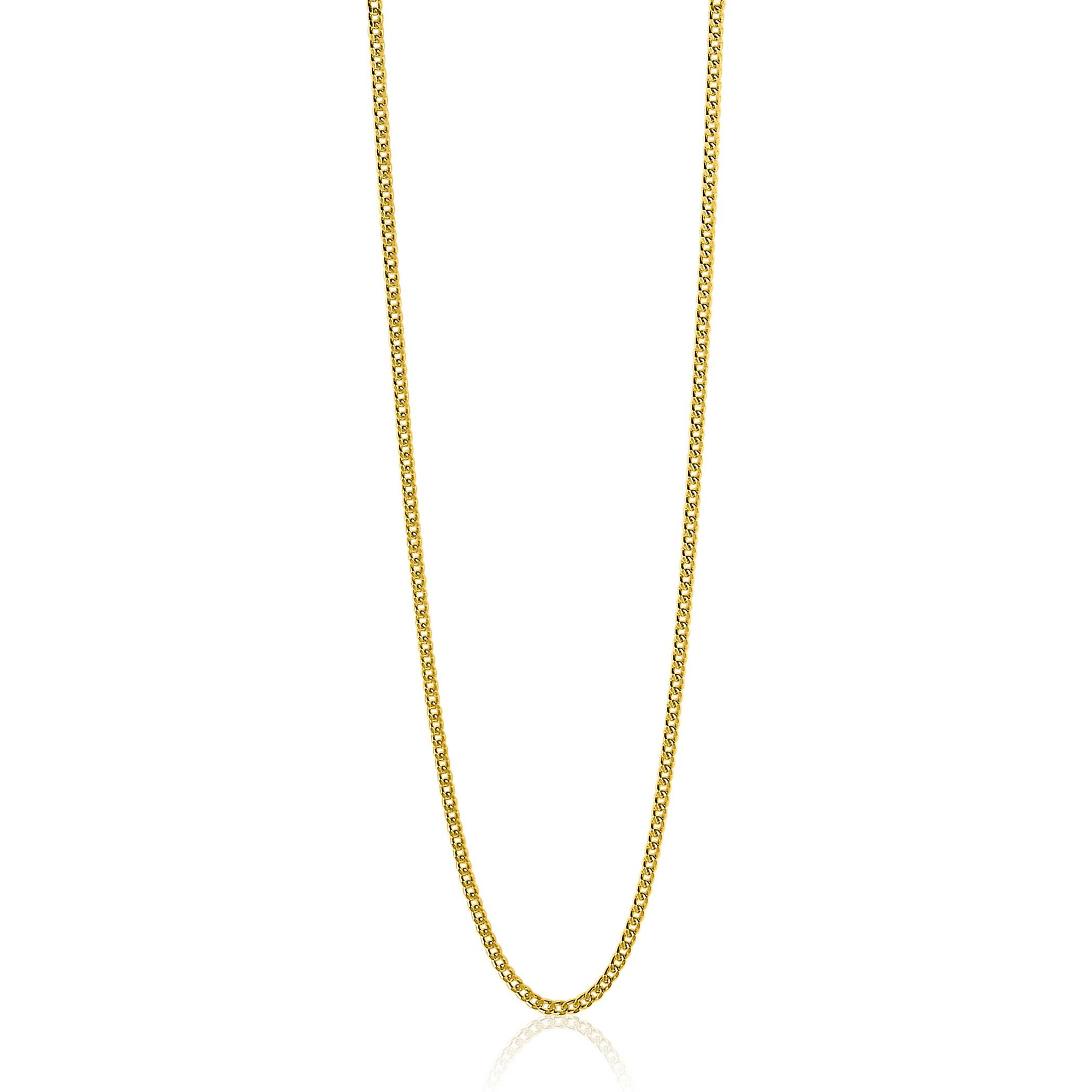 80cm ZINZI Gold Plated Sterling Silver Curb Chain Necklace ZILC-G80G