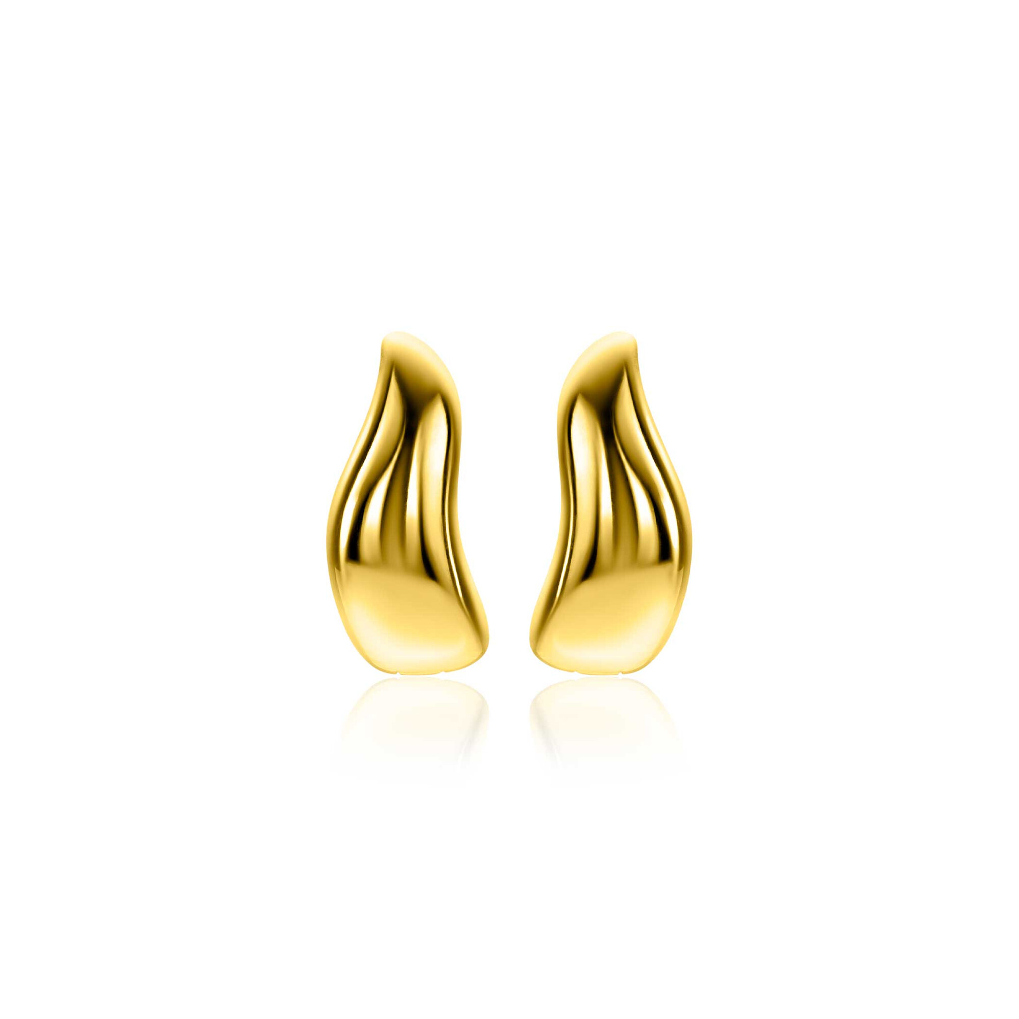 15mm ZINZI gold plated silver hoops organically shaped 6.5mm wide with luxury hinge closure ZIO2609G