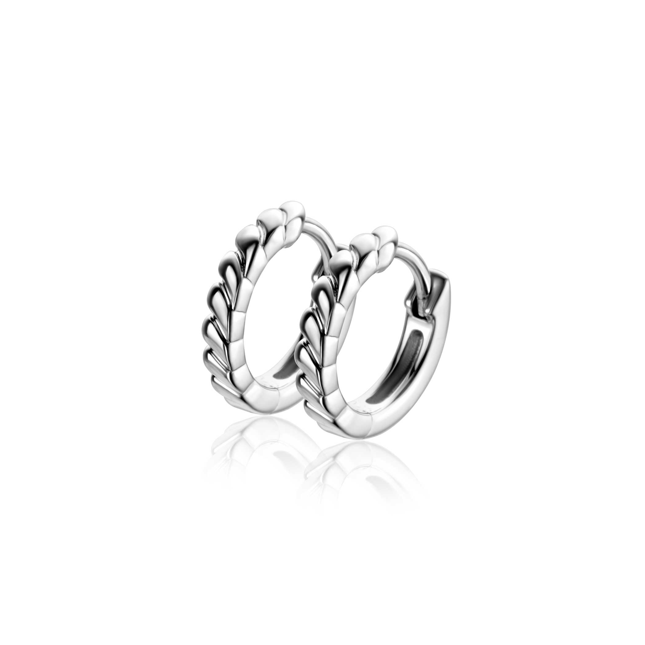 14mm ZINZI silver hoop earrings with small drops and luxury clasp ZIO2688