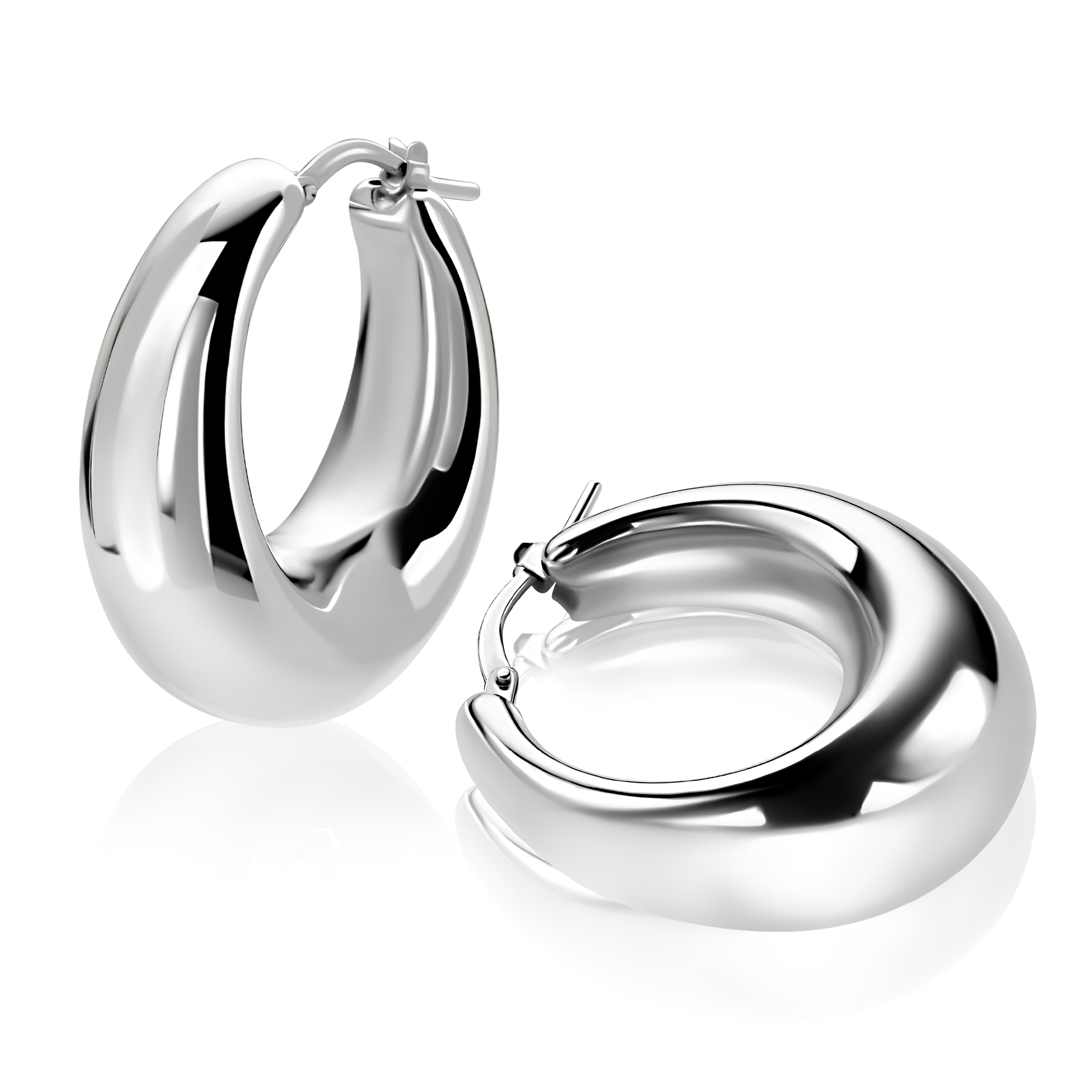 ZINZI zlv. oorringen ovaal aflopend 31x14mm