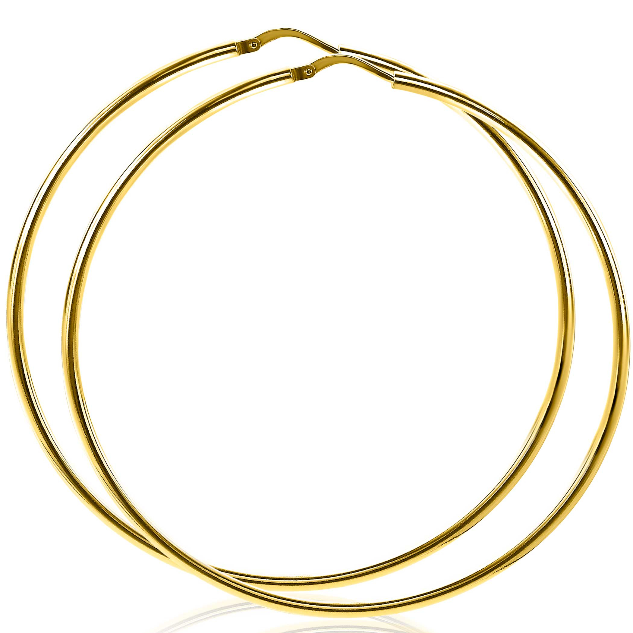65mm ZINZI Gold Plated Sterling Silver Hoop Earrings 65x2mm ZIO438G