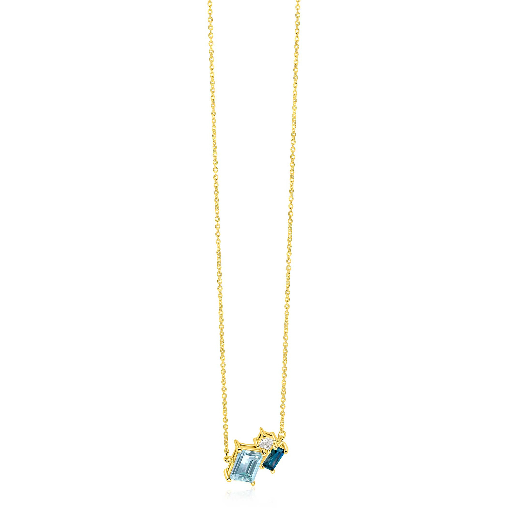 ZINZI zlv. collier gg.verg.baq.lichtblauw/blauw/zirc.
