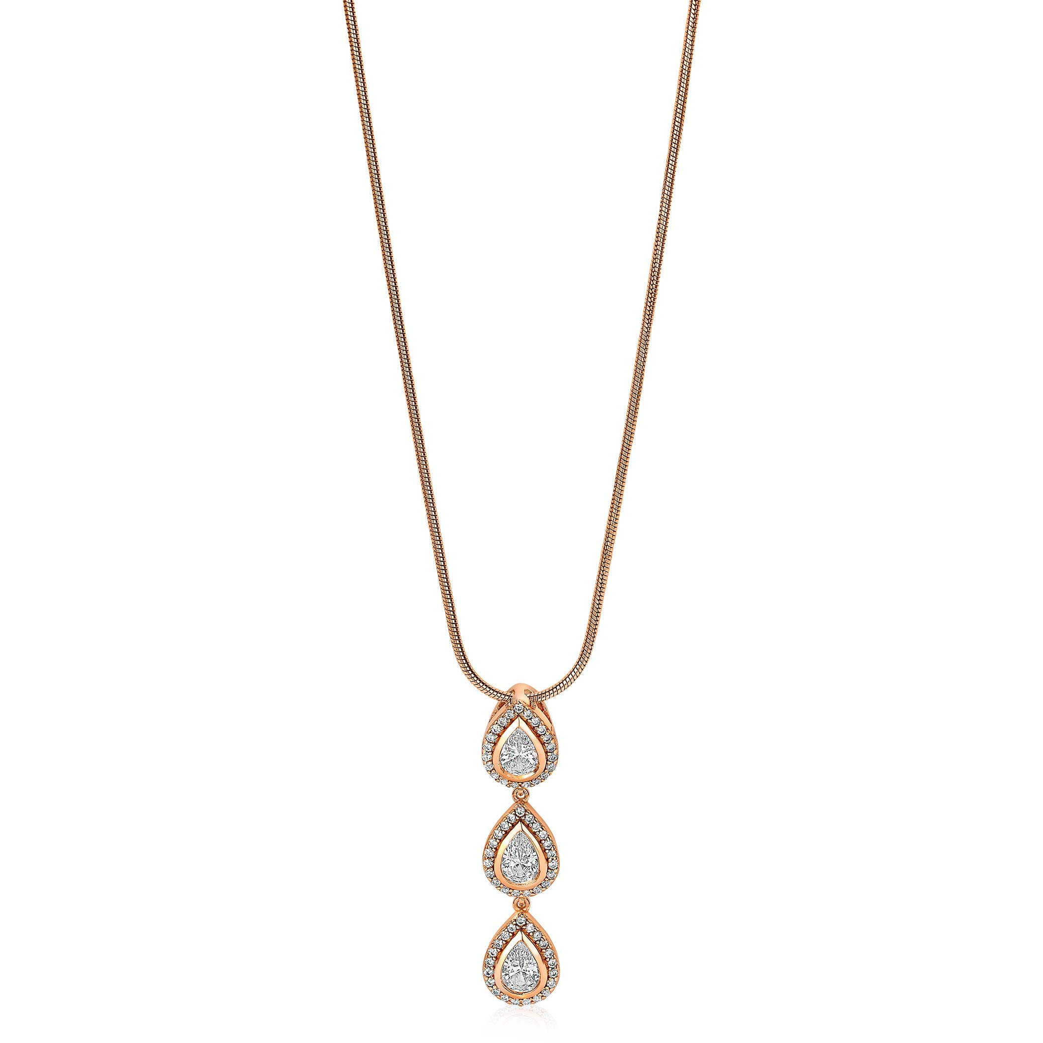 ZINZI Rose Gold Plated Sterling Silver Pendant Drops White ZIH1752R