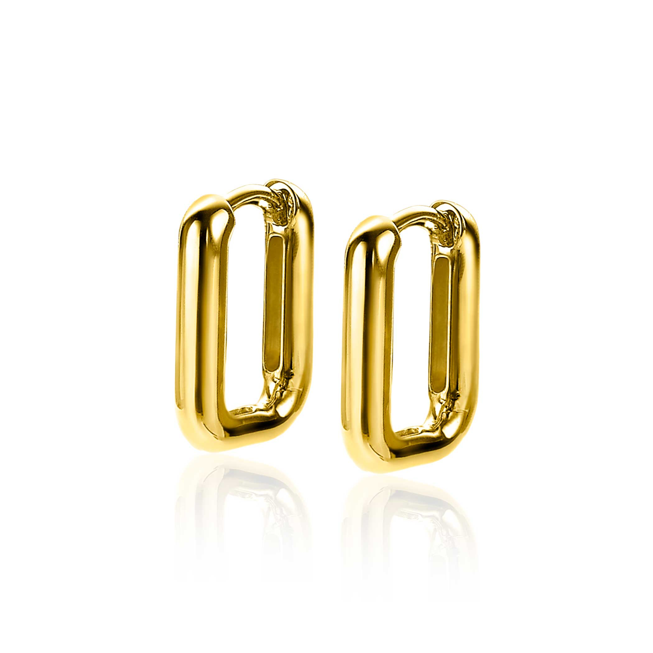 18mm ZINZI Gold Plated Sterling Silver Hoop Earrings Rectangular 18x3mm ZIO2222G