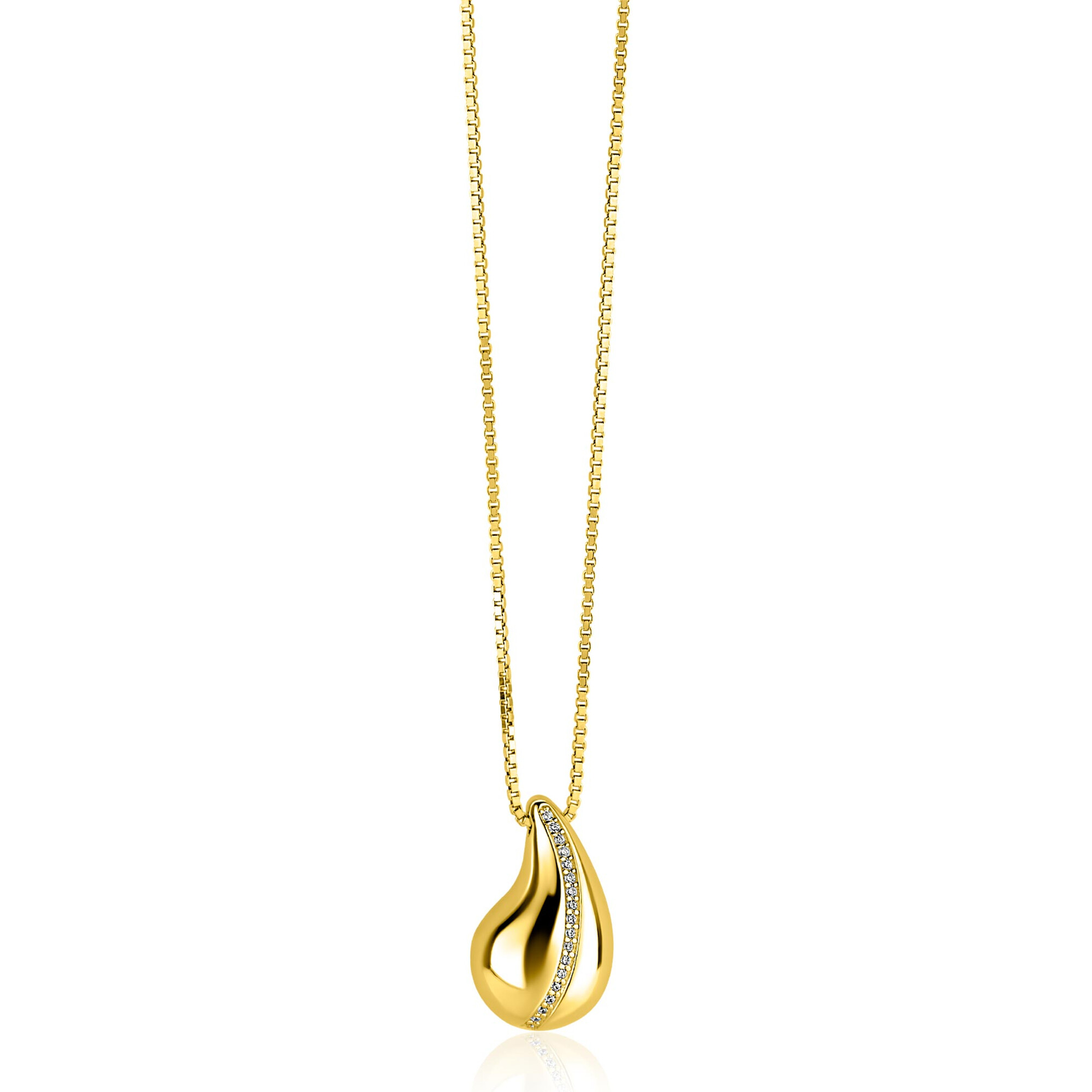 ZINZI zlv.collier gg.verg.druppel hanger met zirconia's