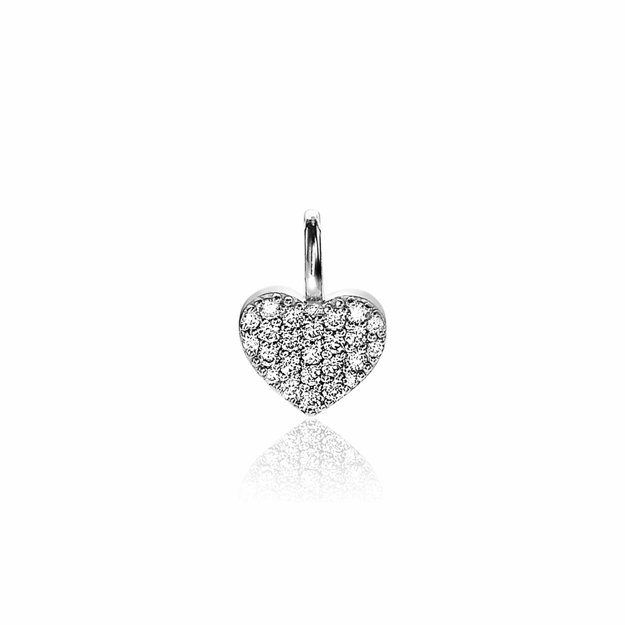 13mm ZINZI Sterling Silver Heart Pendant White Zirconias ZIH2139 (excl. necklace)