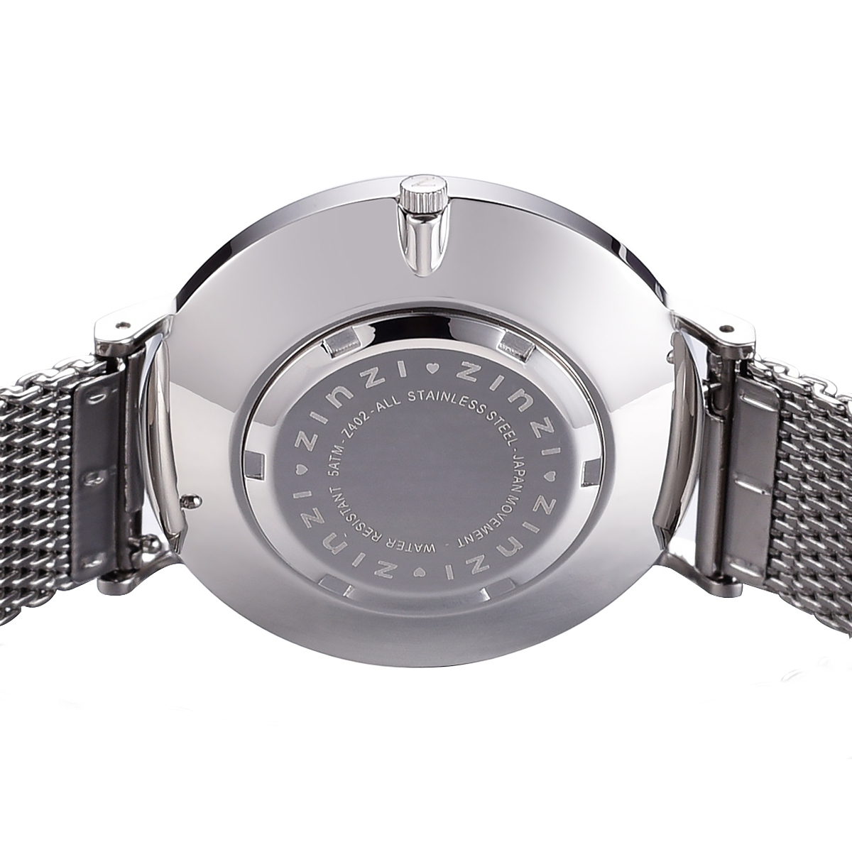 ZINZI Retro Watch Silver Colored Dial Silver Colored Case Stainless Steel Mesh Strap 38mm  ZIW402M