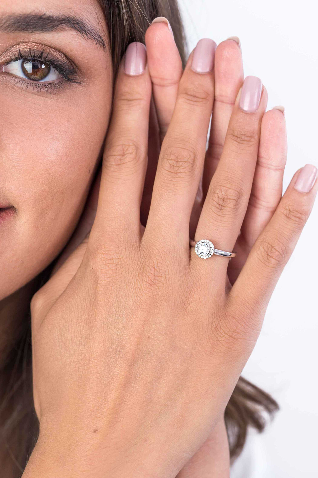 ZINZI Sterling Silver Stackable Ring Round White ZIR1392