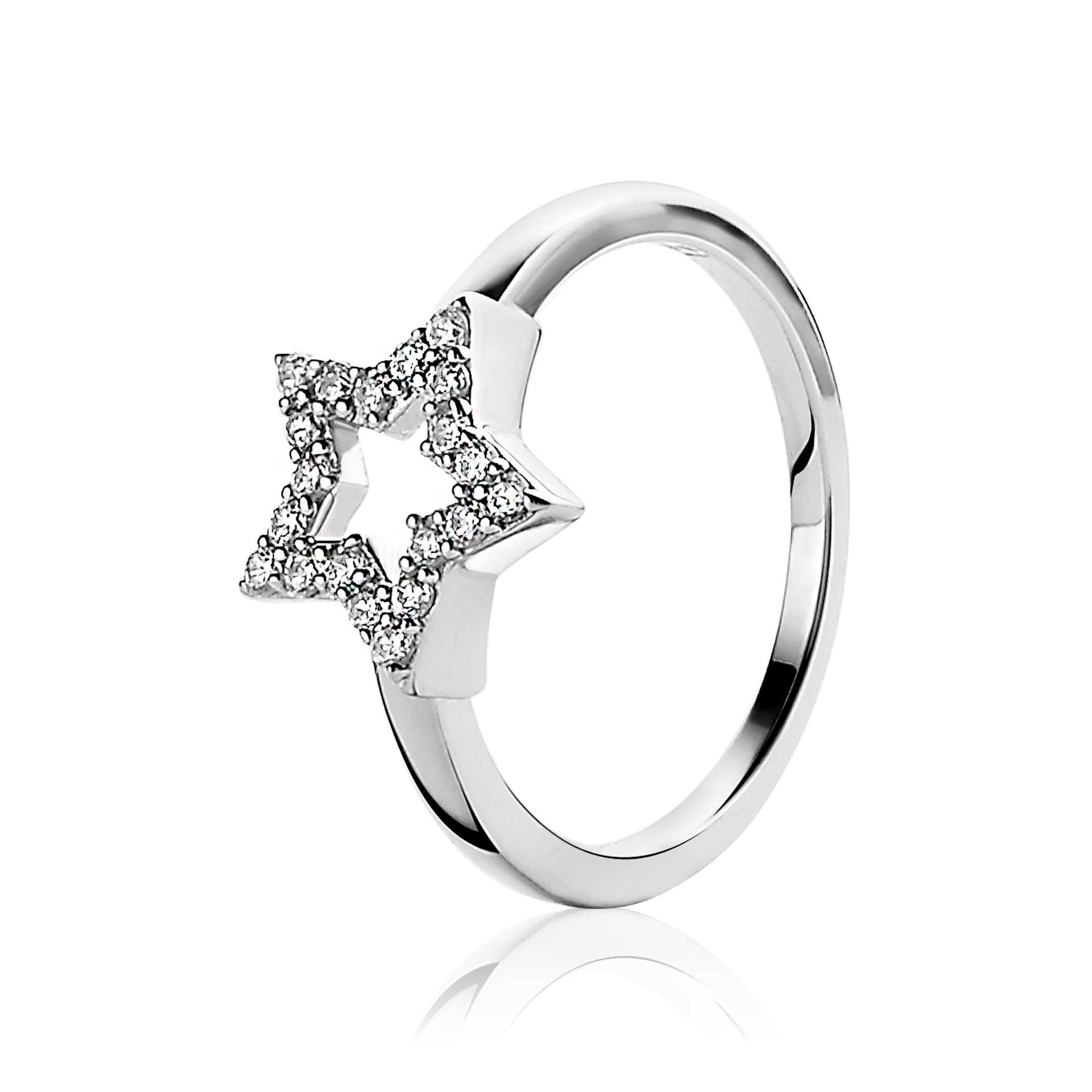 ZINZI Sterling Silver Ring Star White ZIR1242