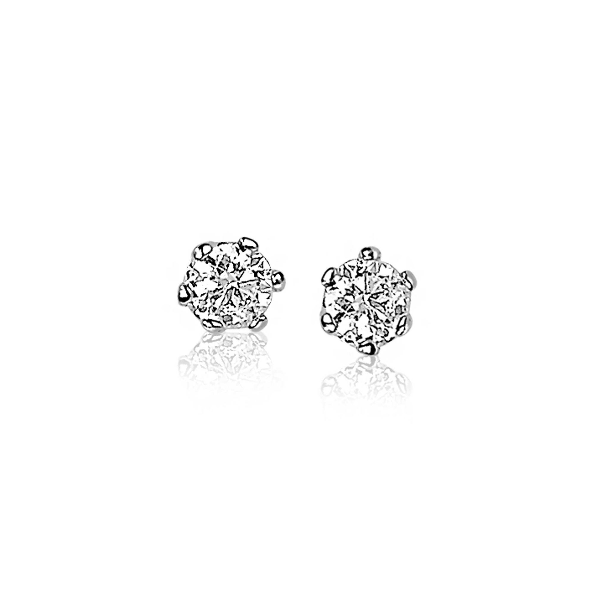 4,5mm ZINZI Sterling Silver Stud Earrings Prong Setting White Zirconia ZIO1984