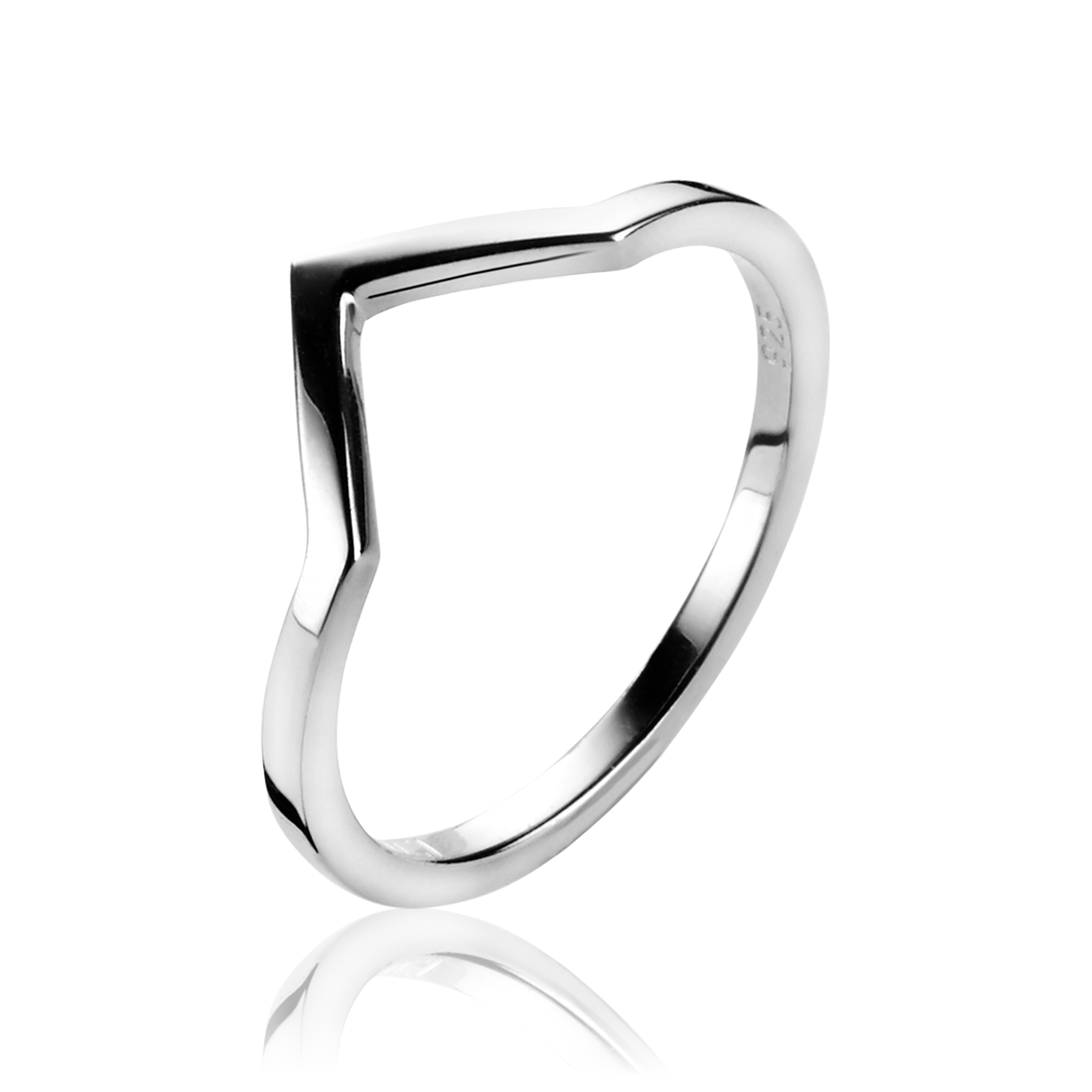 ZINZI Sterling Silver Ring V-Shape Shiny ZIR1149