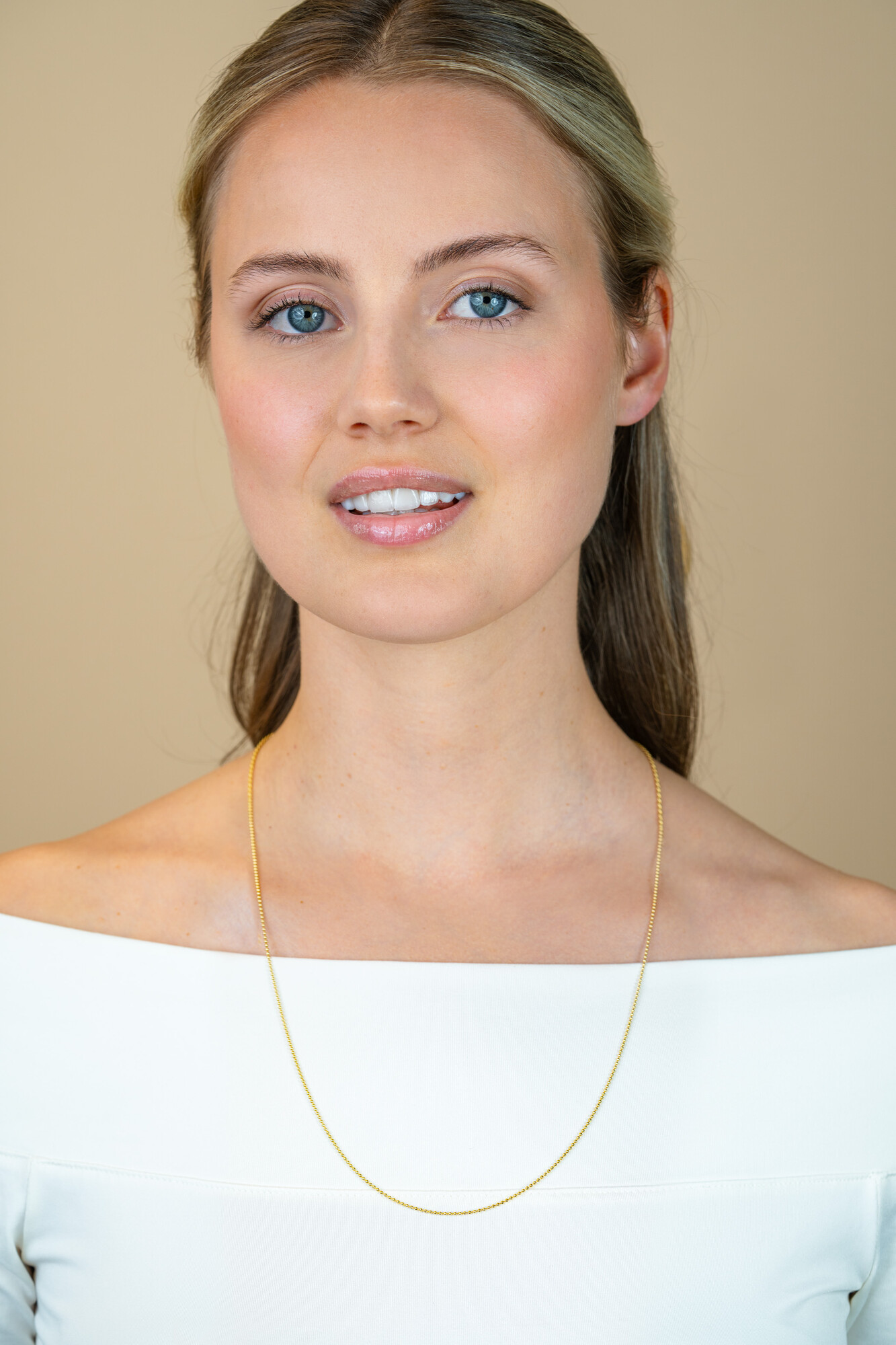 60cm ZINZI Gold Plated Sterling Silver Beads Necklace ZILC-B60G