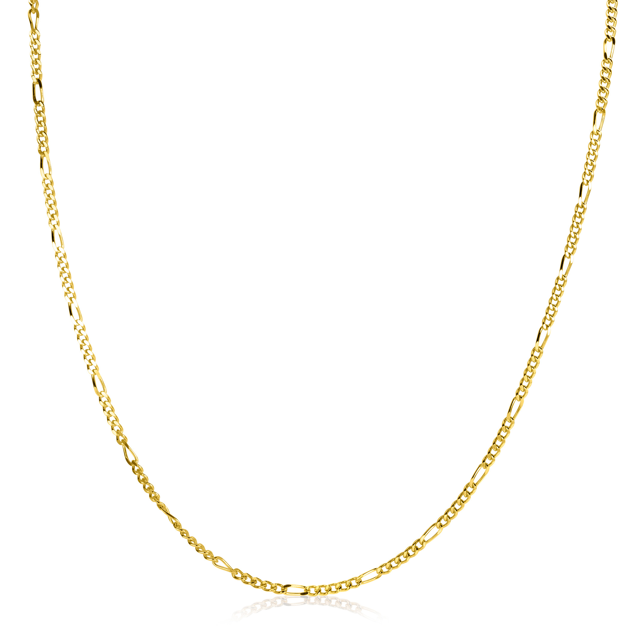 60cm ZINZI Gold Plated Sterling Silver Figaro Necklace ZILC-F60G