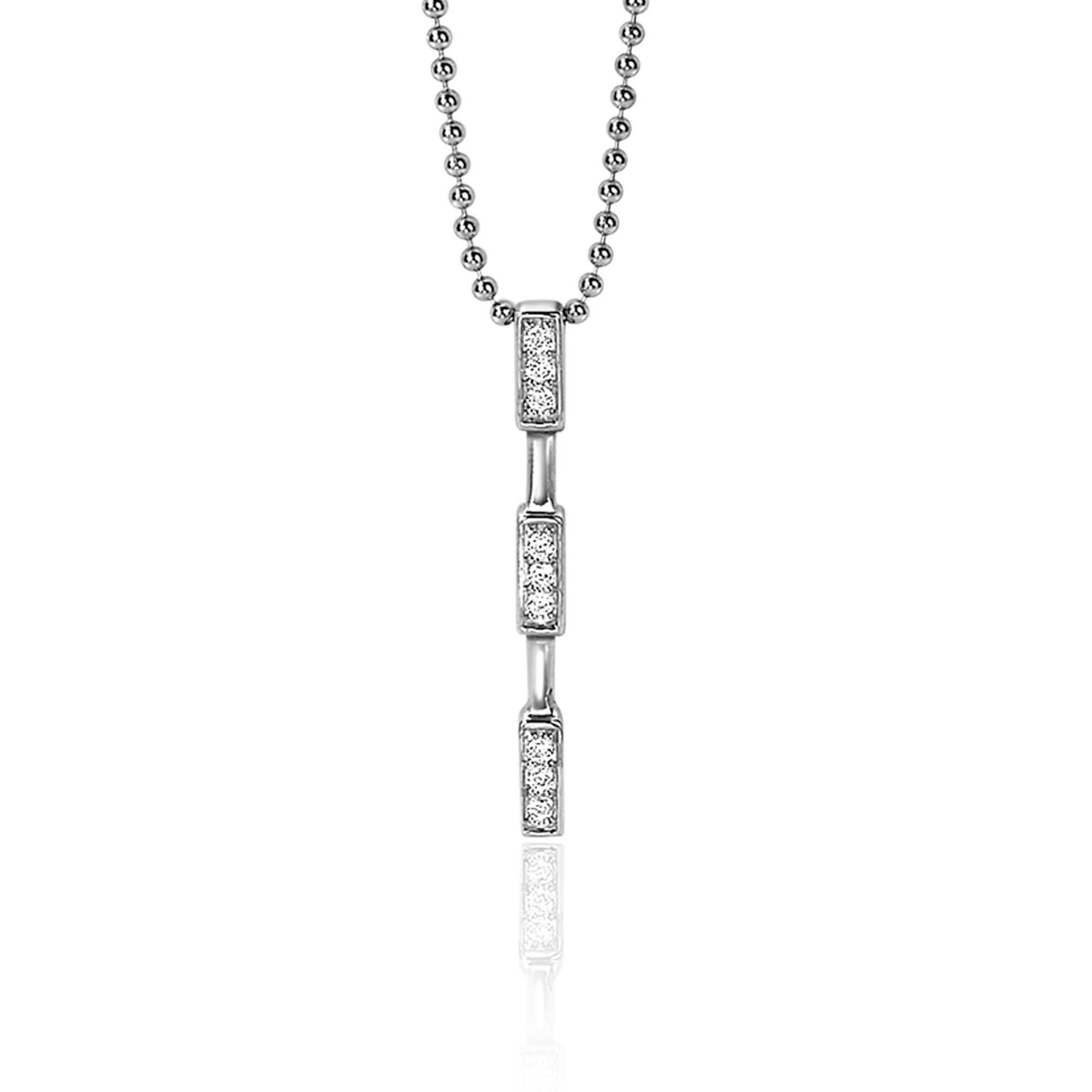 26mm ZINZI Sterling Silver Pendant Bar White Zirconias ZIH1958